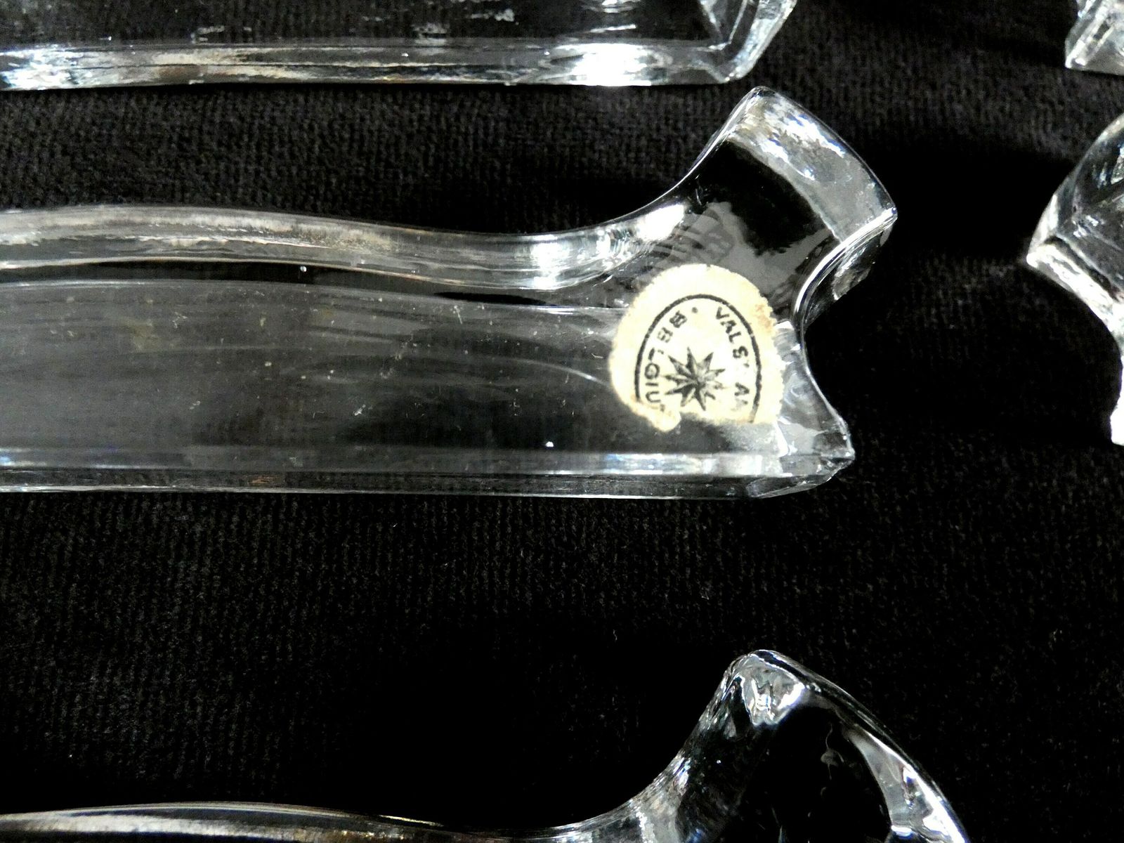 6 Vintage Val St Lambert Crystal Knife Rests, Belgium Knife Holders Vsl Val Saint Lambert, Vintage Crystal Glass Cutlery Rests, Belgium 40s photo 149.0
