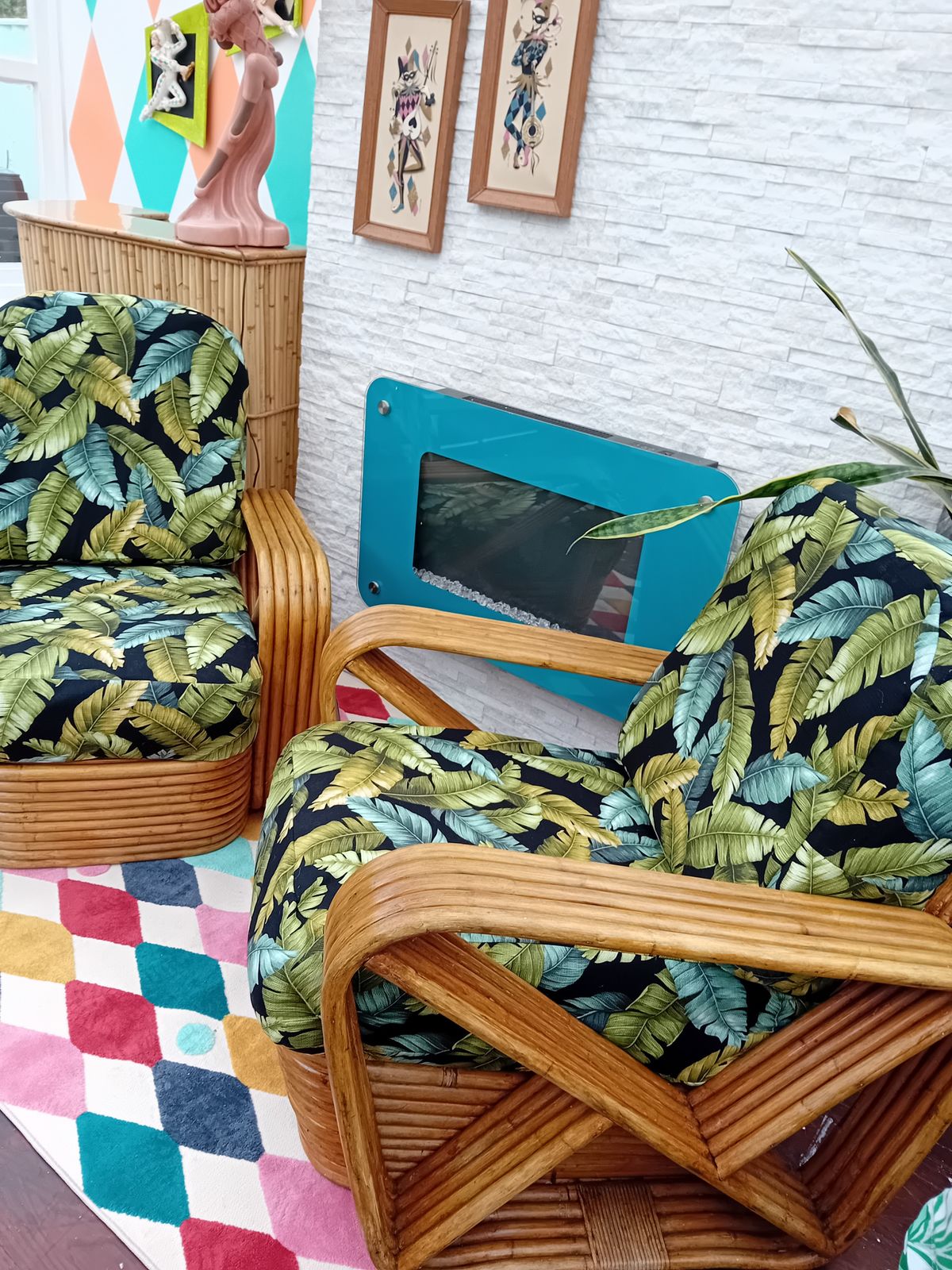 Mid Century  Paul Frankl Style Pretzel Bamboo Chairs photo for sale
