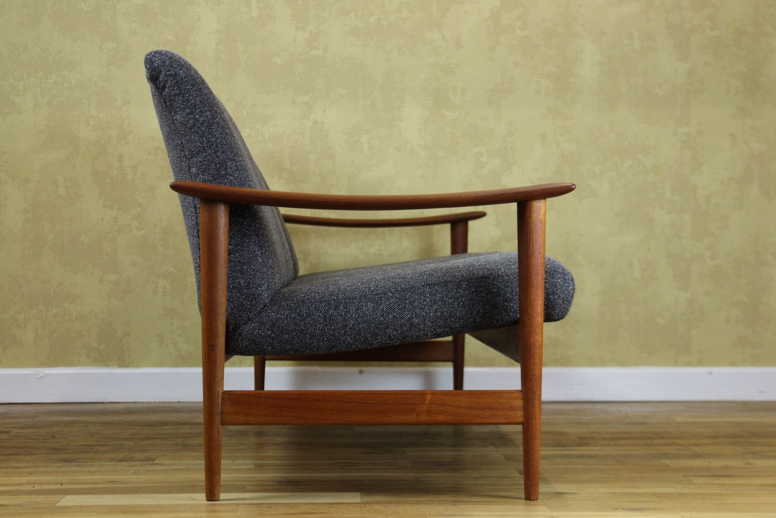 Stylish 1960’s Scandinavian Teak Sofa Manner Of Frederik Kayser For Re Upholstery photo vintage