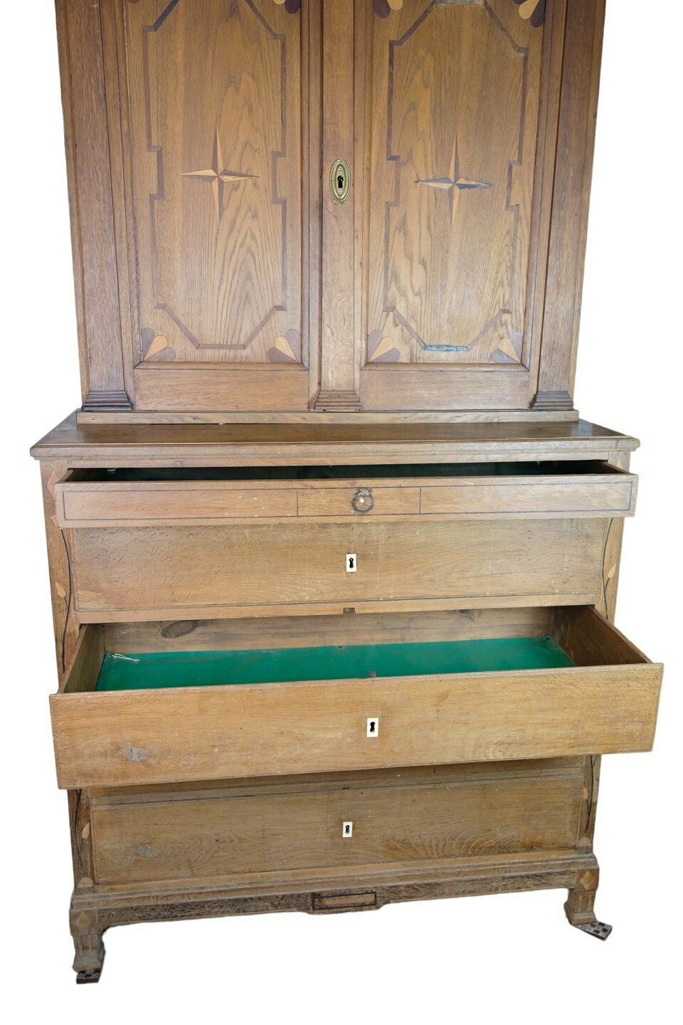Frisian Style Chest Of Drawers With Upper Cabinet In Oak From 1820s photo vinterior