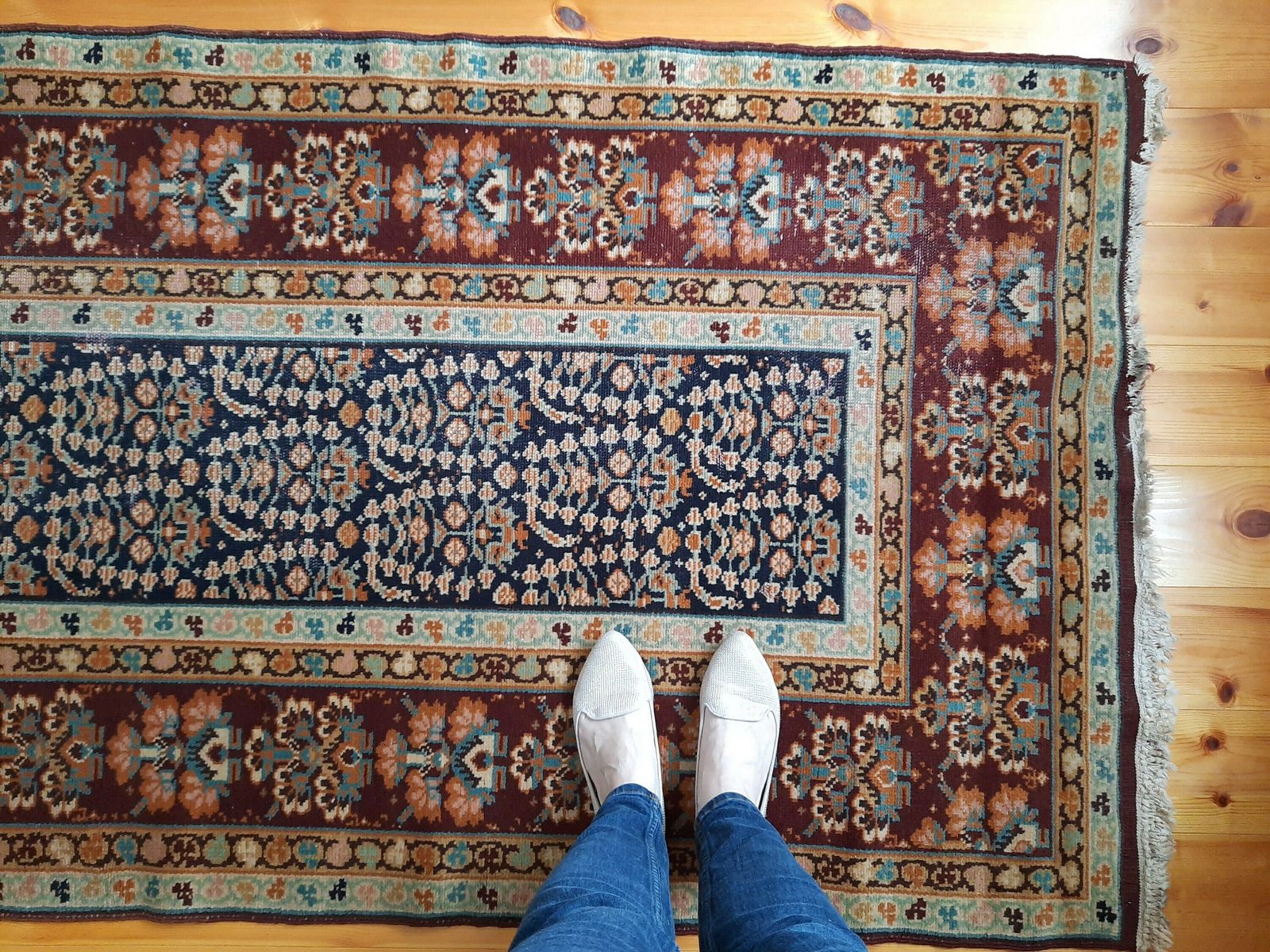 Small Antique Caucasian Runner Rug  Old Brown Green Blue Turkish Carpet photo furniture