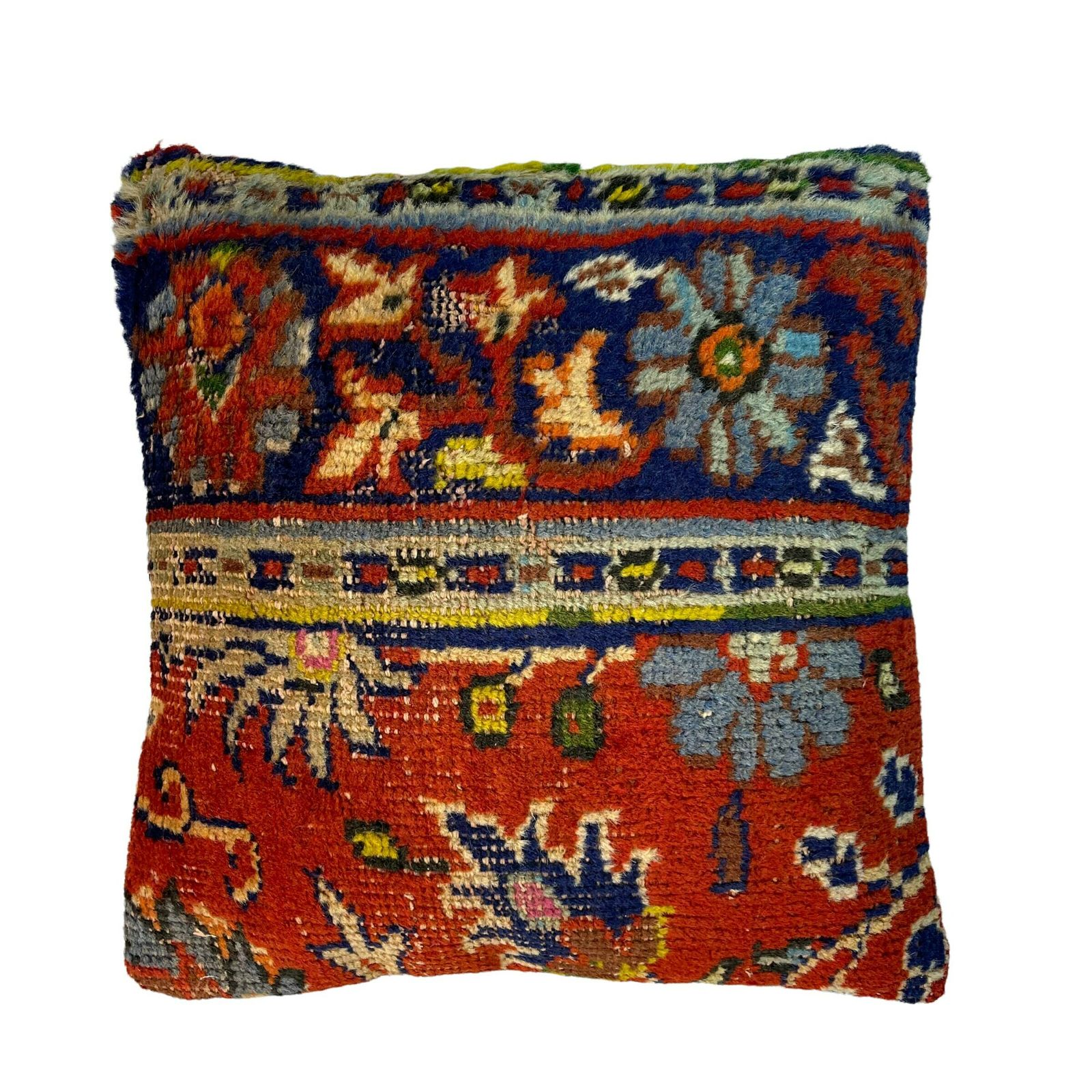 18'' X 18'' Vintage Hand Made Rug Cushion Cover, 45 X 45 Cm Decorative Rug Pillow Cover, Large Vintage Turkish Rug Cushion Cover photo Textiles