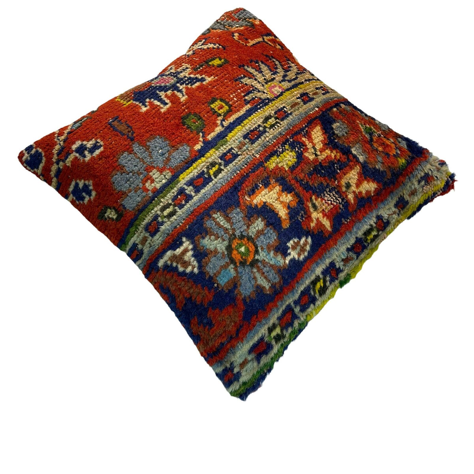 18'' X 18'' Vintage Hand Made Rug Cushion Cover, 45 X 45 Cm Decorative Rug Pillow Cover, Large Vintage Turkish Rug Cushion Cover photo 65.0