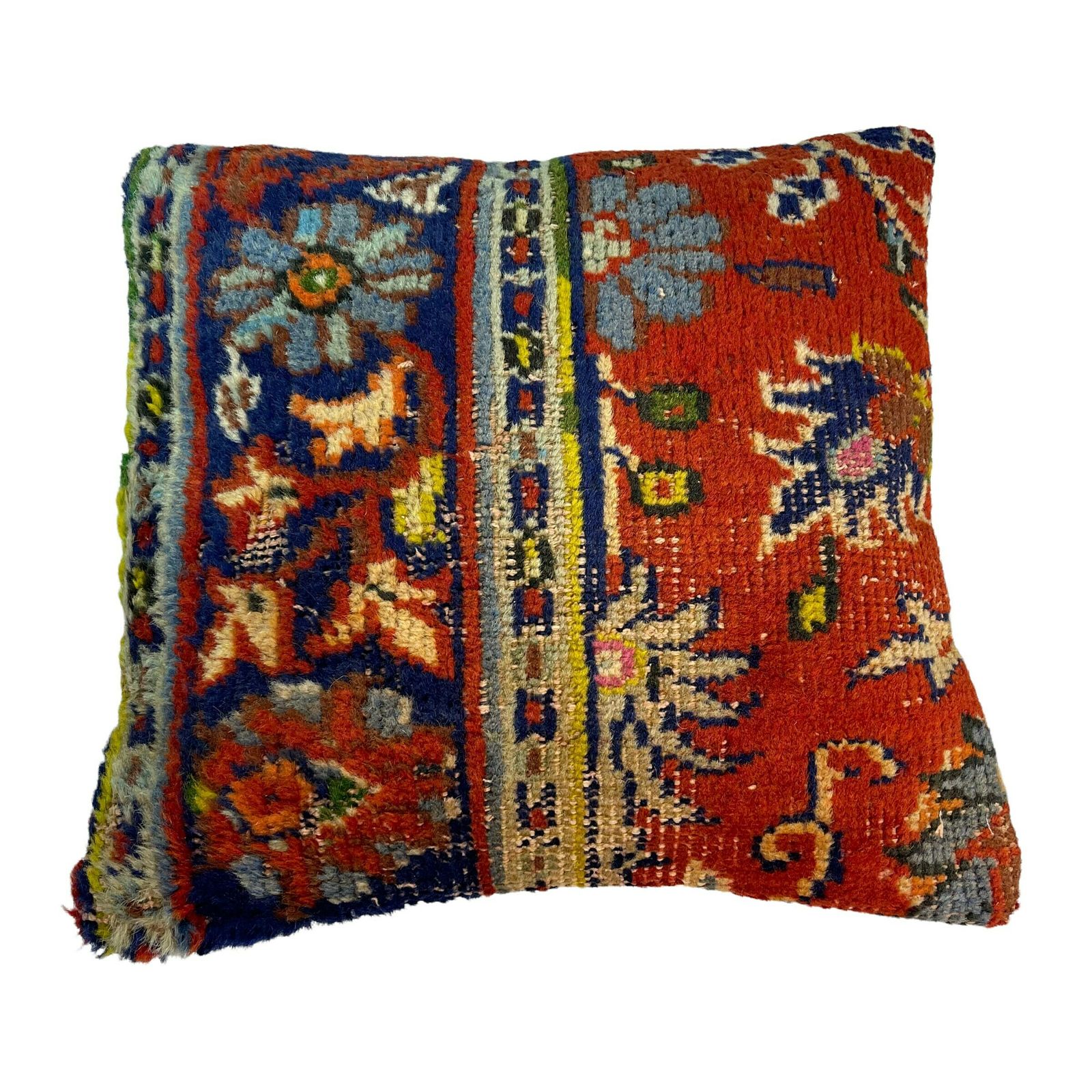 18'' X 18'' Vintage Hand Made Rug Cushion Cover, 45 X 45 Cm Decorative Rug Pillow Cover, Large Vintage Turkish Rug Cushion Cover photo vinterior