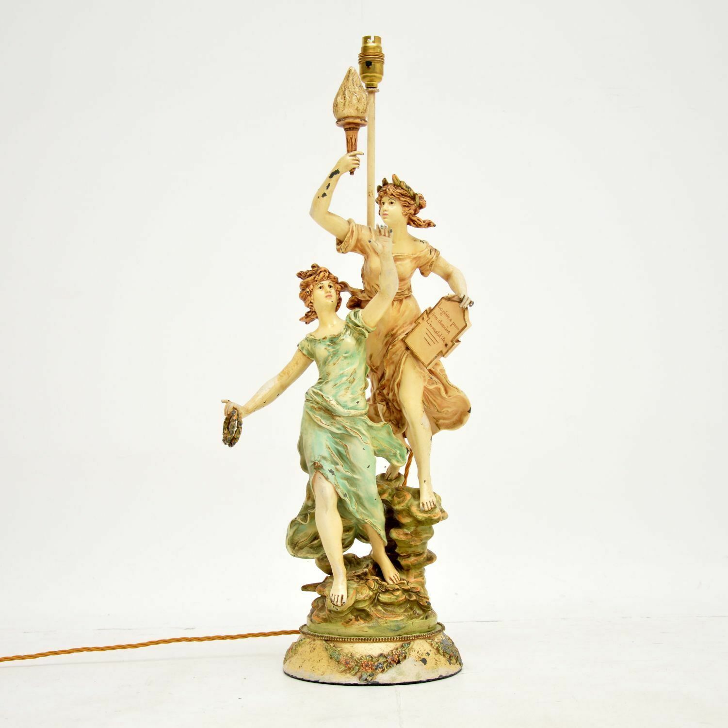 Large Antique Art Nouveau Table Lamp By L & F Moreau photo furniture