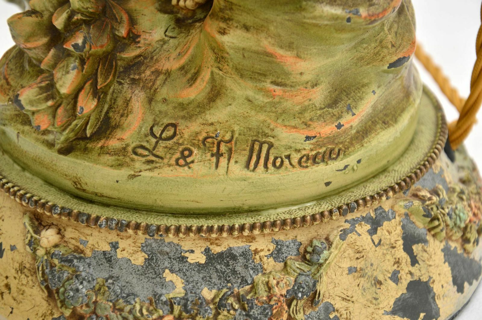 Large Antique Art Nouveau Table Lamp By L & F Moreau photo buy