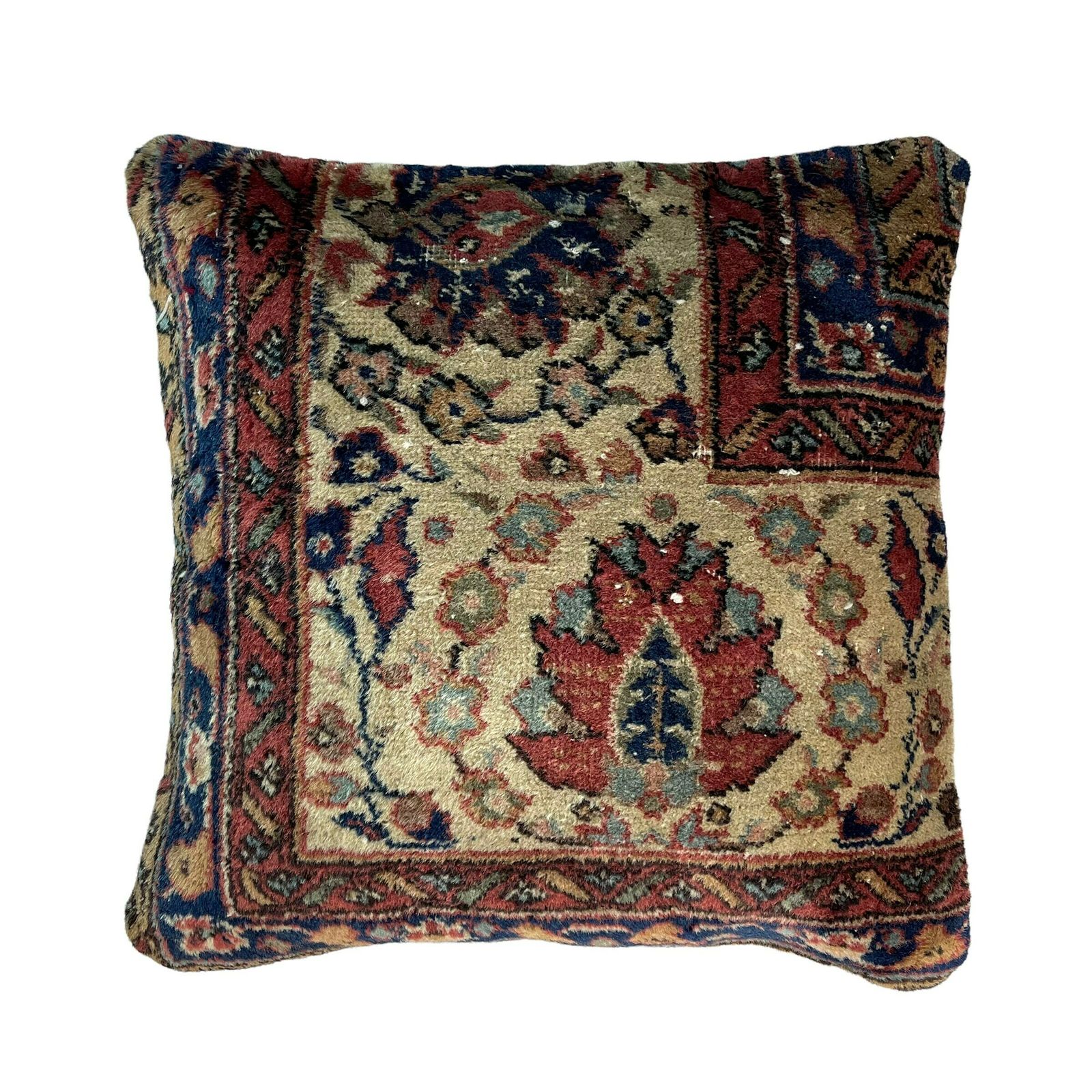 18'' X 18'' Vintage Hand Made Rug Cushion Cover, 45 X 45 Cm Decorative Rug Pillow Cover, Large Vintage Turkish Rug Cushion Cover