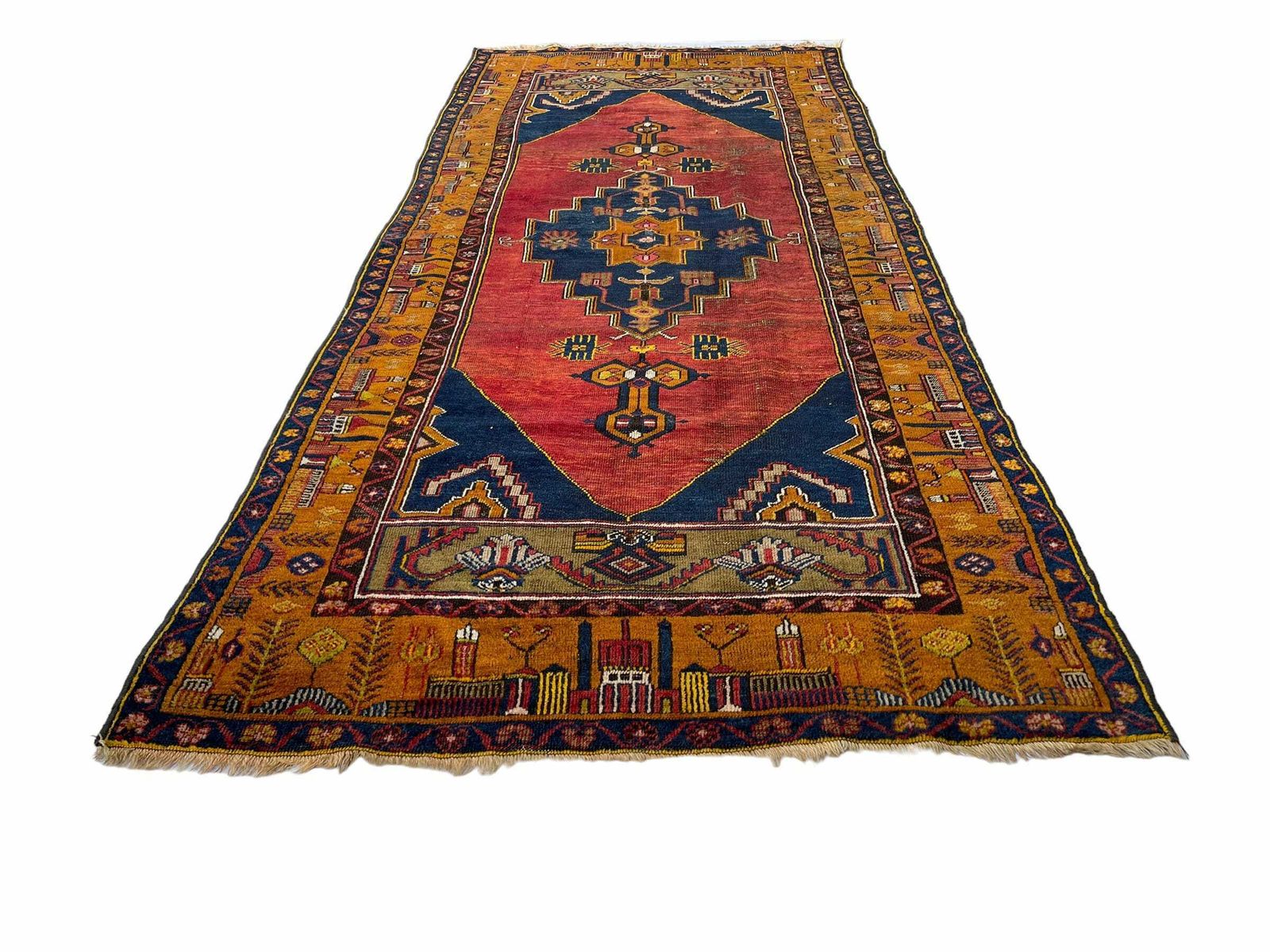 Antique Turkish Rug Runner ,Feiner Handgeknüpfter Orientteppich Türkisch Teppich Läufer , 280 X 120 Cm photo 861.0