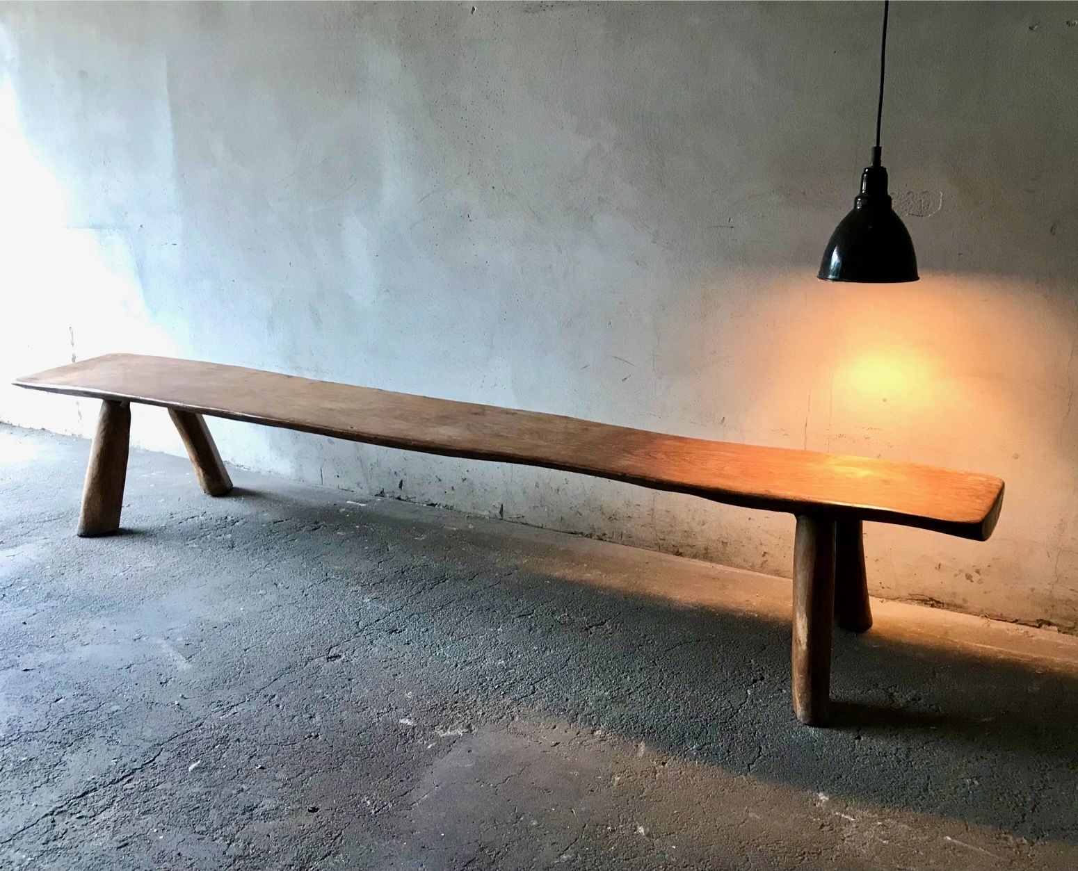 Solid Elmwood Bench By Olavi Hanninen For Mikko Nupponen, Stock Of Two photo vinterior