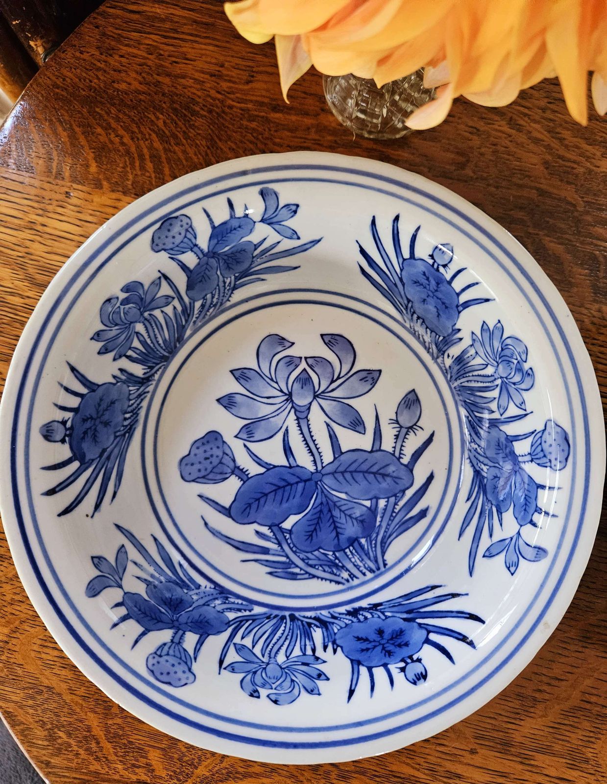 Pair Of Blue & White Chinese Serving Bowls