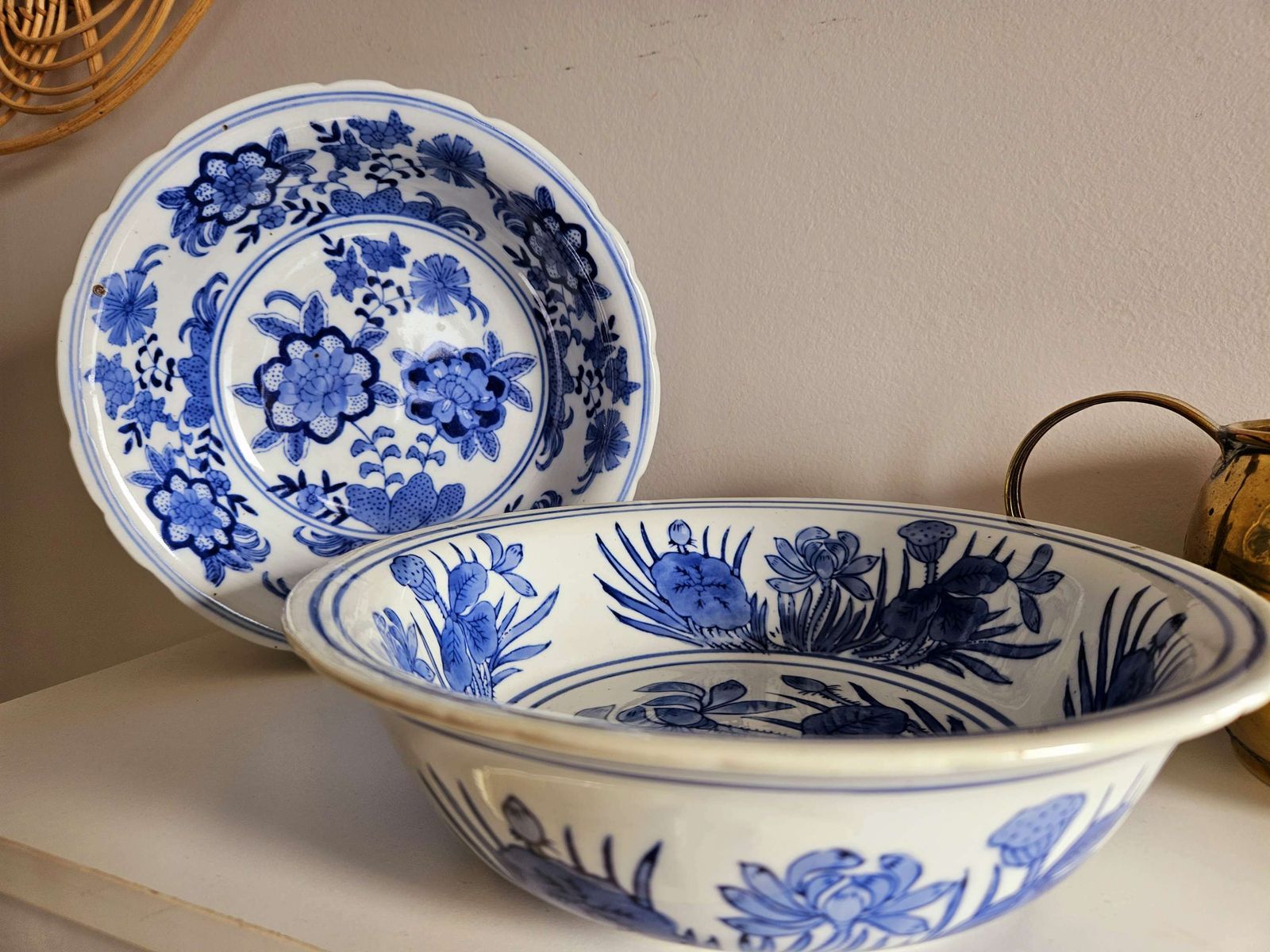 Pair Of Blue & White Chinese Serving Bowls photo furniture