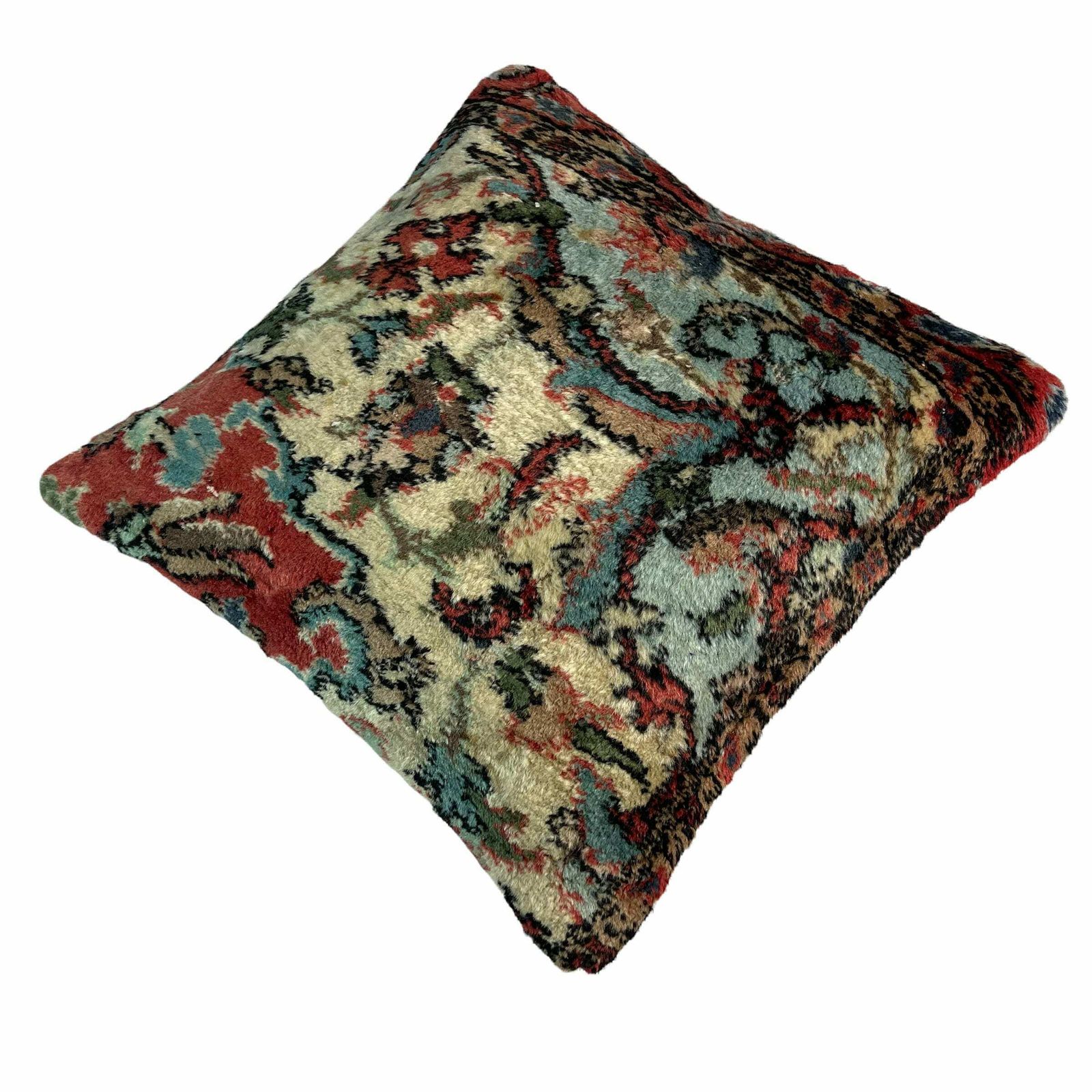 18'' X 18'' Vintage Hand Made Rug Cushion Cover, 45 X 45 Cm Decorative Rug Pillow Cover, Large Vintage Turkish Rug Cushion Cover photo vinterior