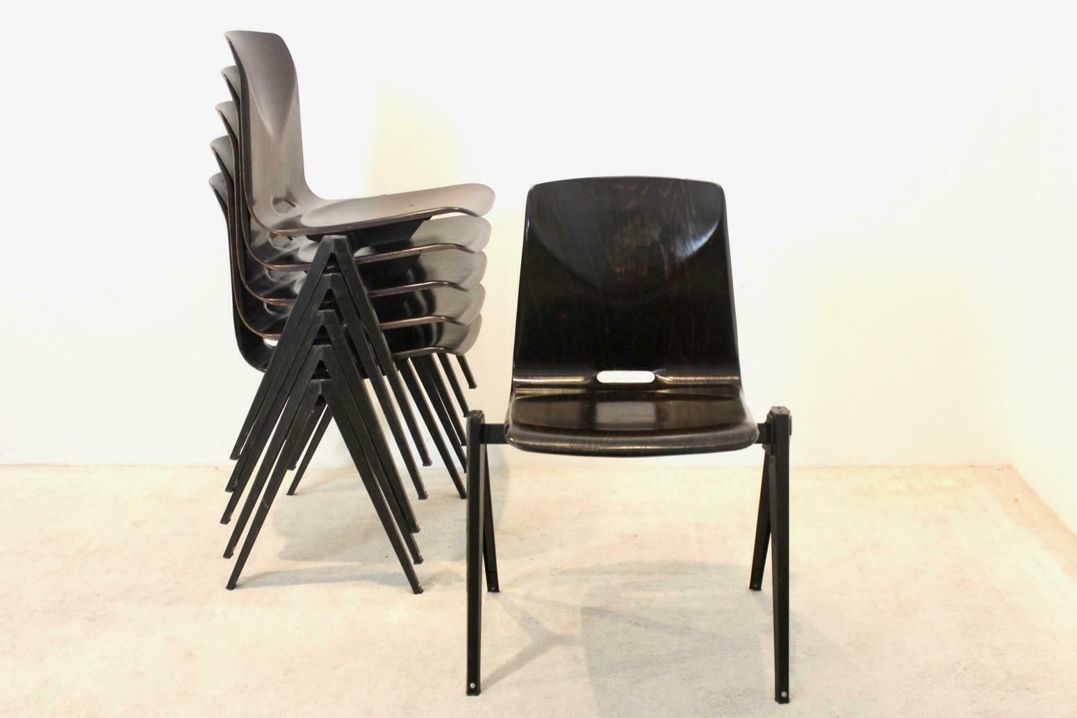 Stock Of Stackable Pagholz Galvanitas S22 Industrial Diner Chair In Wenge photo buy