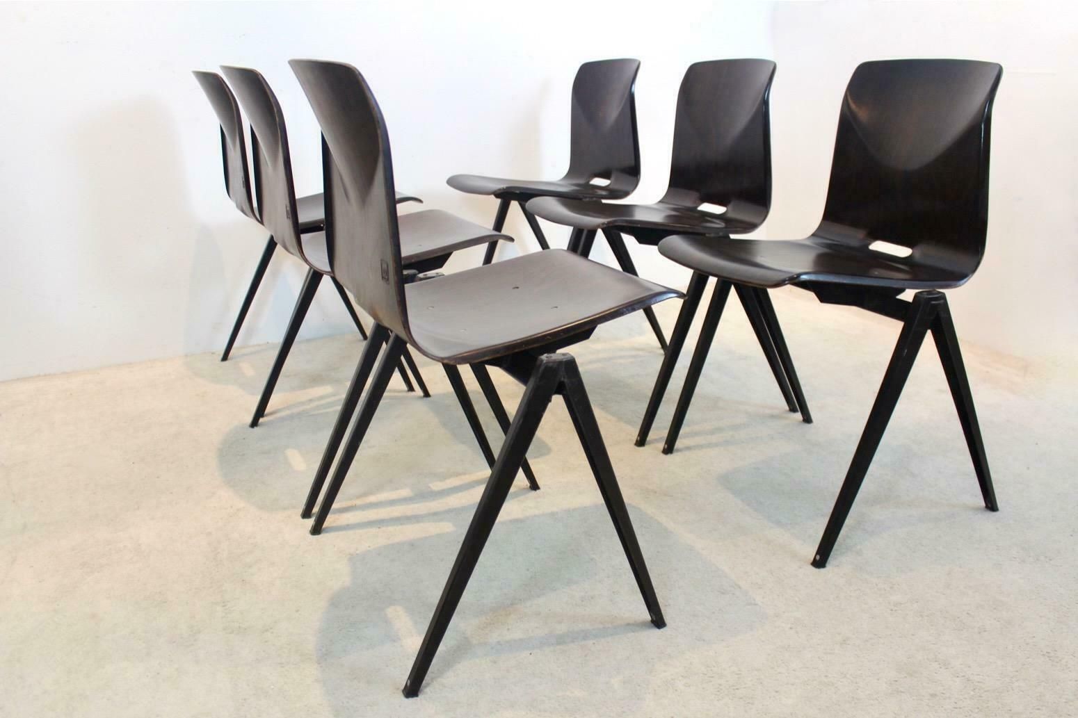 photo for sale Stock Of Stackable Pagholz Galvanitas S22 Industrial Diner Chair In Wenge
