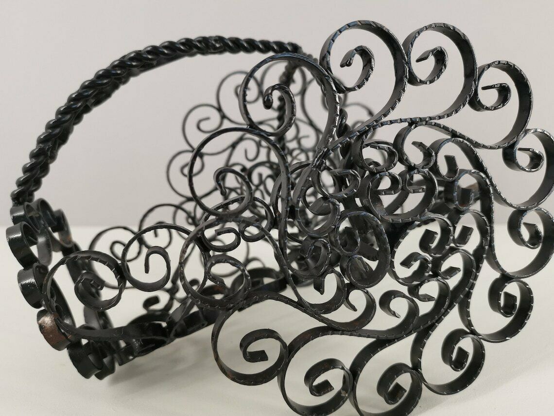 Wrought Iron Bottle Holder Vintage Spain 60s Gothic Style Mid Century 1950 20th Century photo for sale
