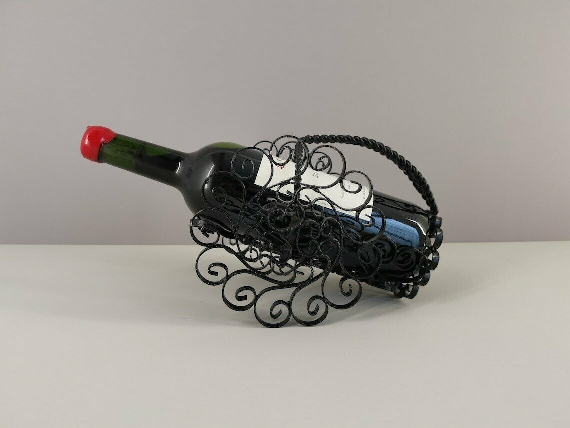 photo for sale Wrought Iron Bottle Holder Vintage Spain 60s Gothic Style Mid Century 1950 20th Century