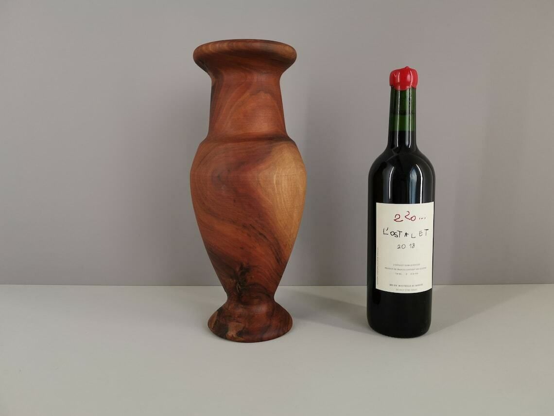 Wooden Vase Turned In The Mass Handmade 60s Mid Century France Decoration Xxth Century Brutalist photo furniture