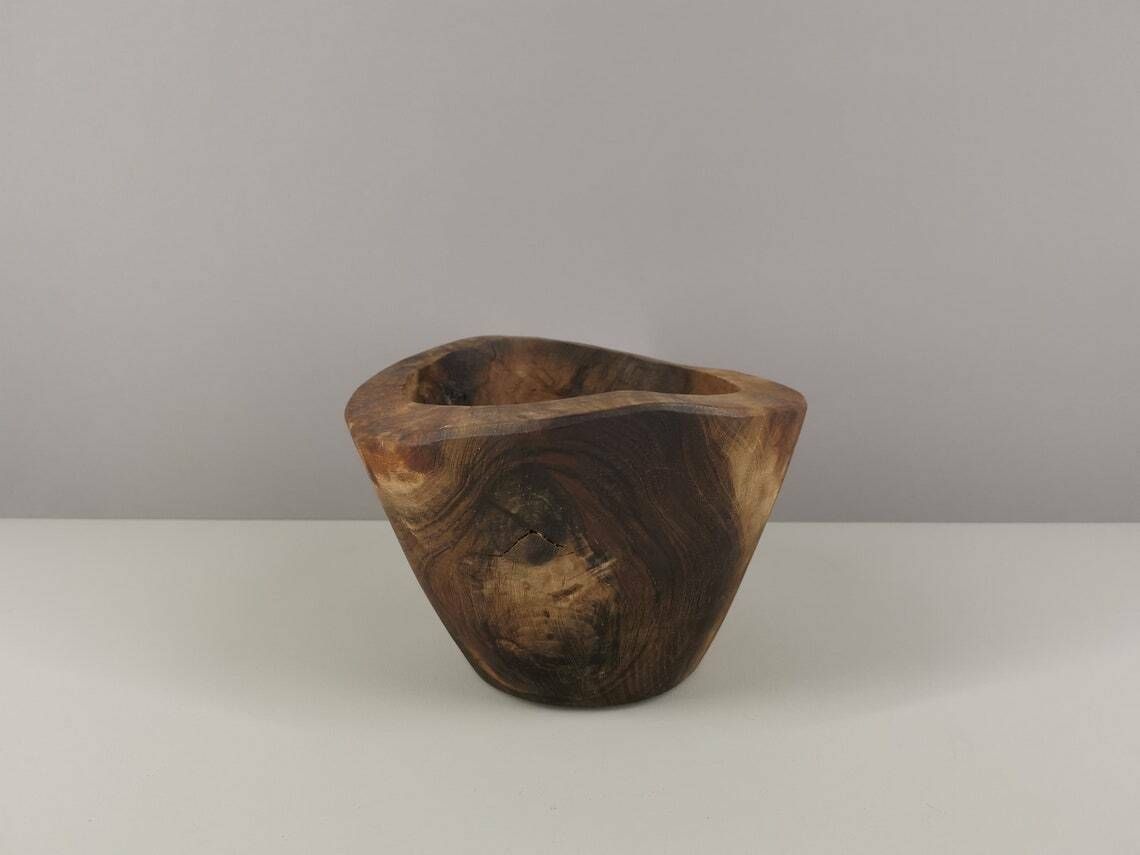 Olive Wood Cup Or Pocket Tray / 60s / Mid Century / Wabi Sabi Decoration / Xxth Century / France photo 117.0