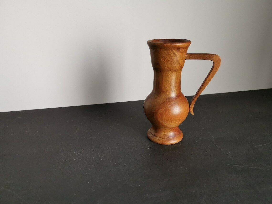 Vase In Olive Wood Turned In The Mass / Handmade / 60s / Mid Century / France / Decoration / Xxth Century photo vinterior