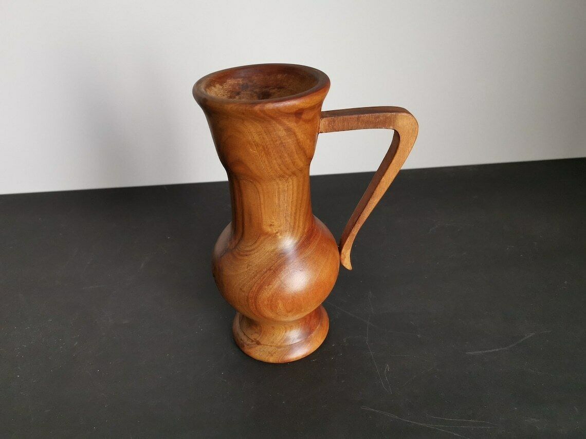 Vase In Olive Wood Turned In The Mass / Handmade / 60s / Mid Century / France / Decoration / Xxth Century photo buy