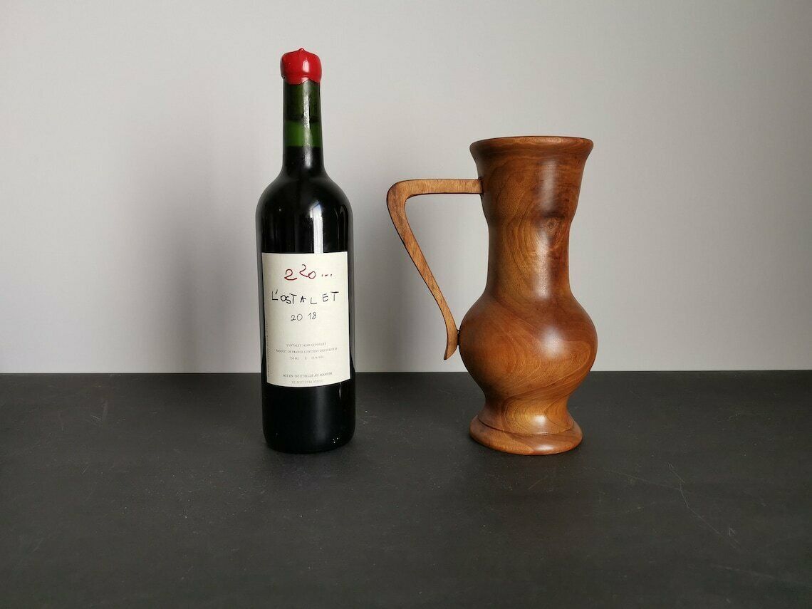 photo for sale Vase In Olive Wood Turned In The Mass / Handmade / 60s / Mid Century / France / Decoration / Xxth Century