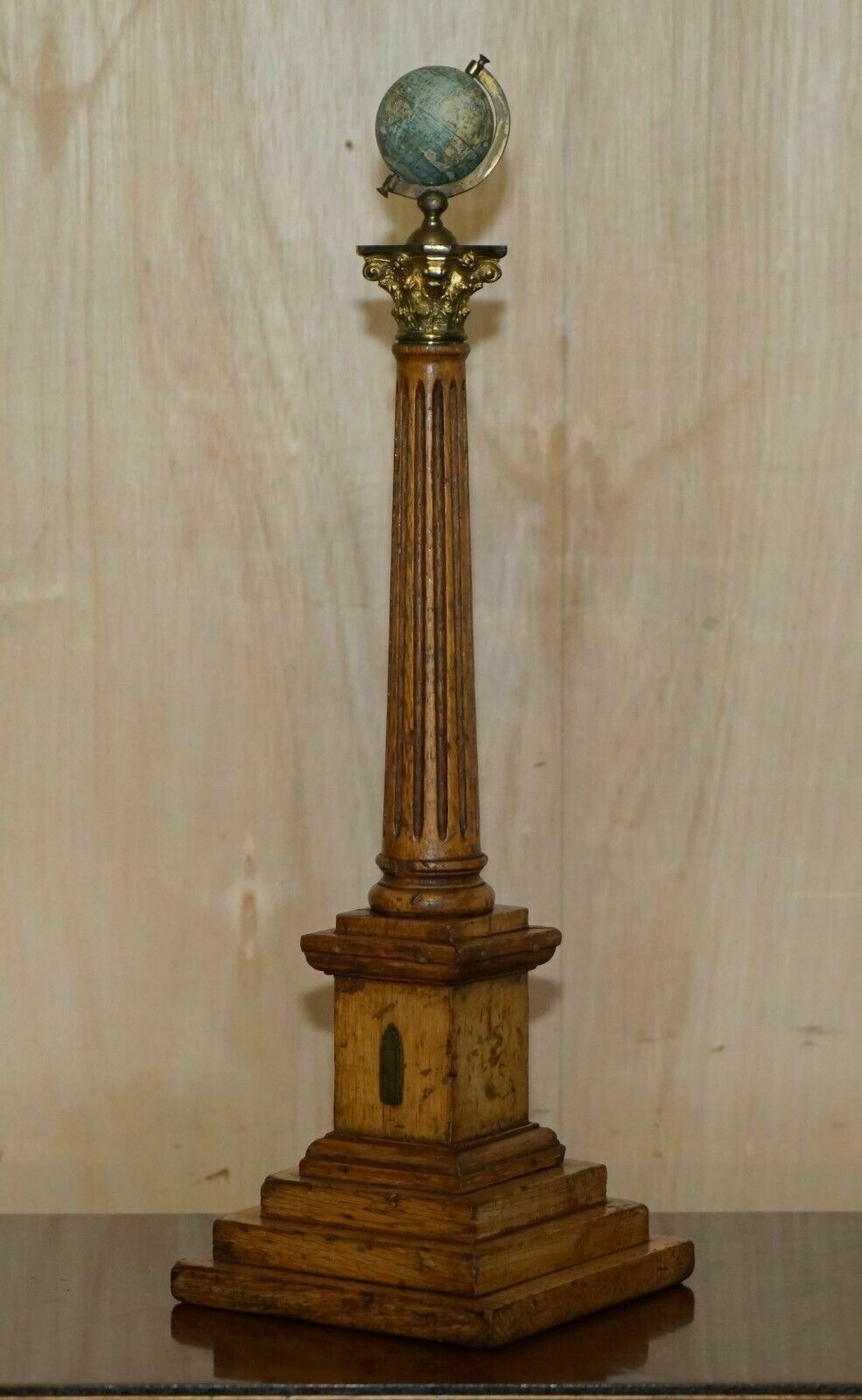 Home Decor Unique Pair Of Antique John Stone's Miniature Globes On Corinthian Pilled Bases photo