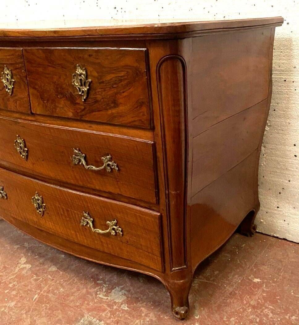 Louis XV Curved Chest Of Drawers In Solid Walnut Period 18th Century photo Furniture