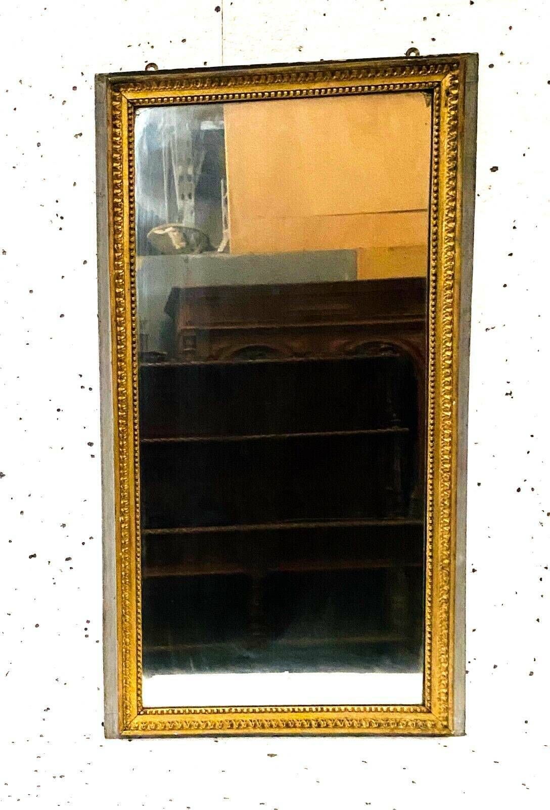 photo for sale Louis XVI Style Mirror In Wood And Gilded Stucco 19th Century Mantel Trumeau