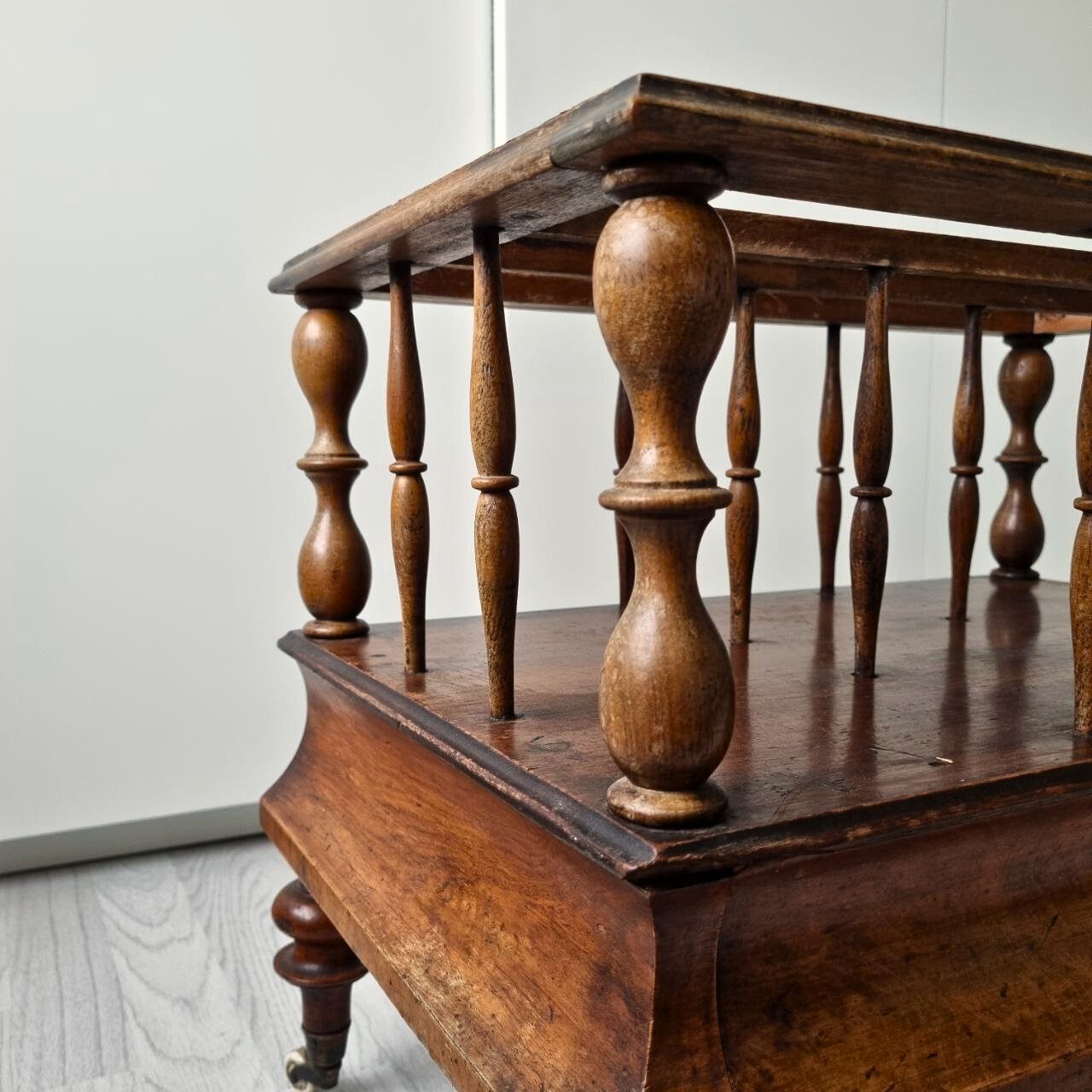 Antique Walnut Wood Magazine Rack | Newspaper Stand photo Home Decor