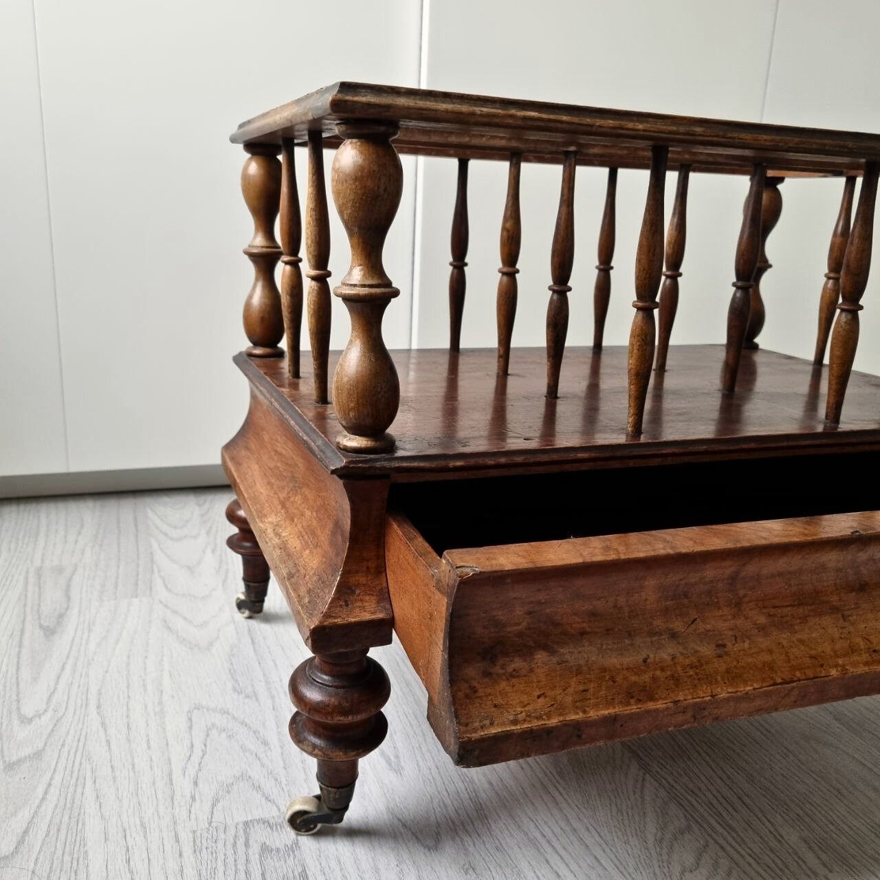 Antique Walnut Wood Magazine Rack | Newspaper Stand photo buy