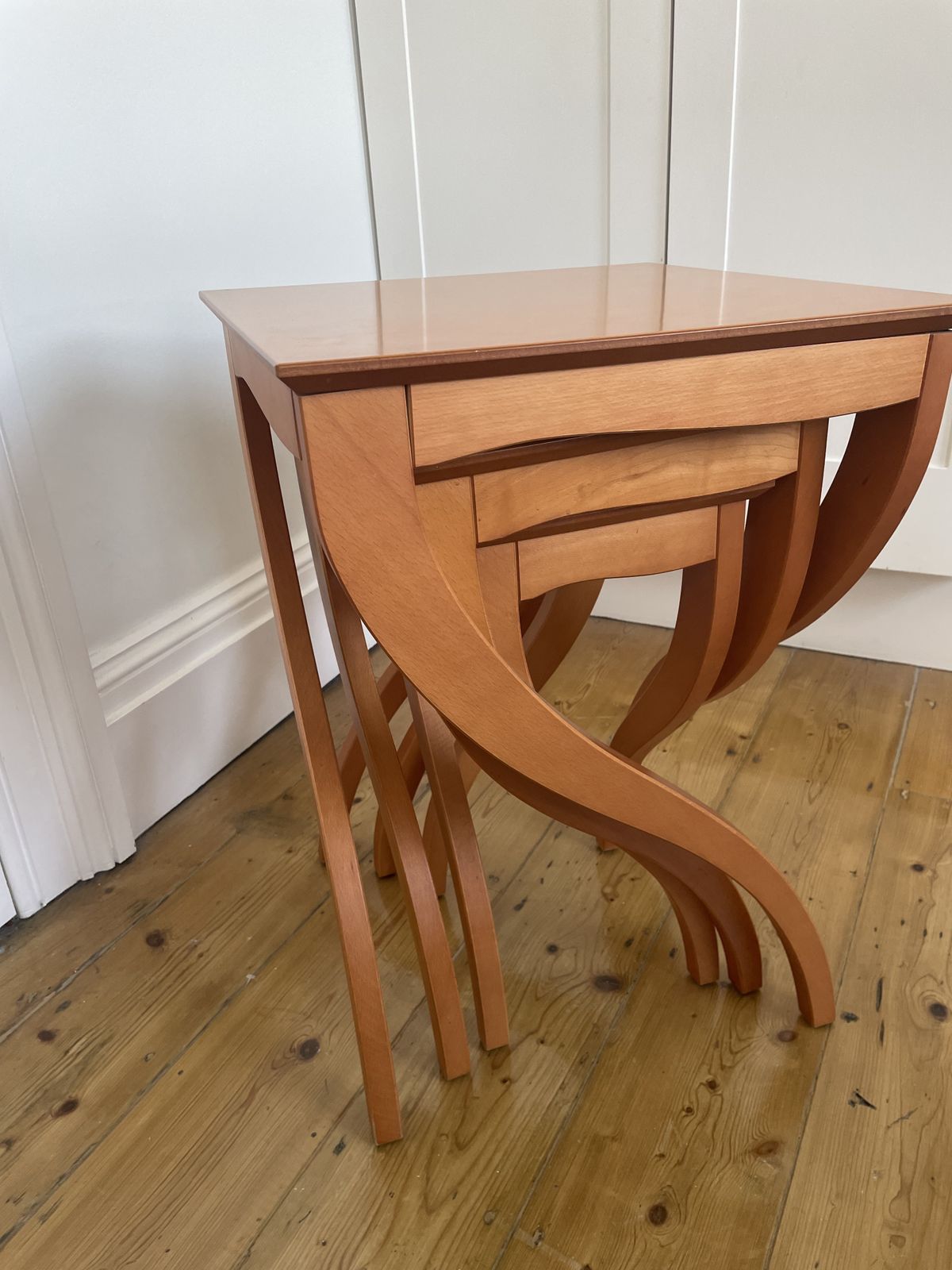 Spanish Bird’s Eye Cherrywood Nesting Tables By Jaume Torras For Scarabat