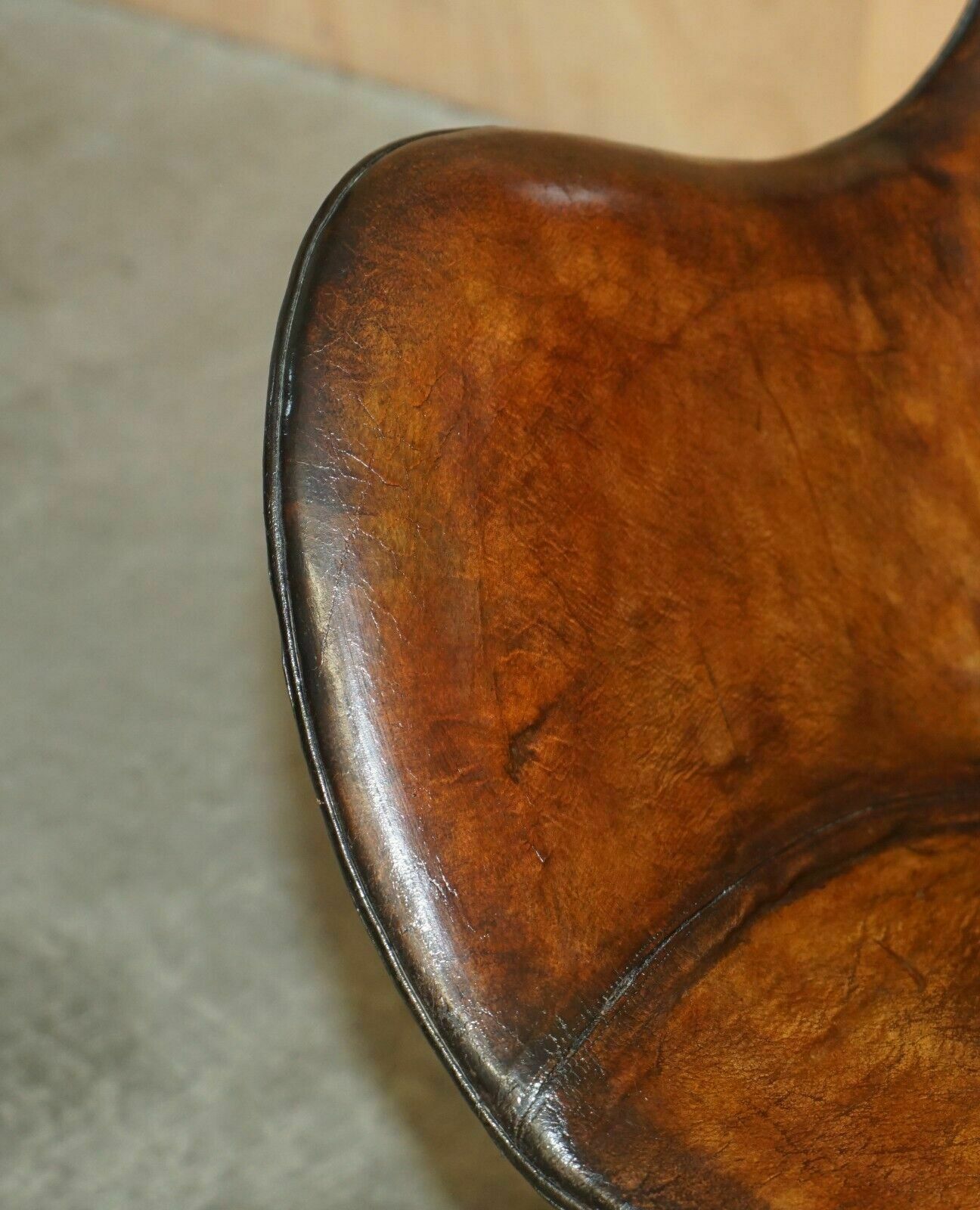 photo furniture Original Fully Restored 1965 Fritz Hansen Egg Chair & Footstool In Brown Leather