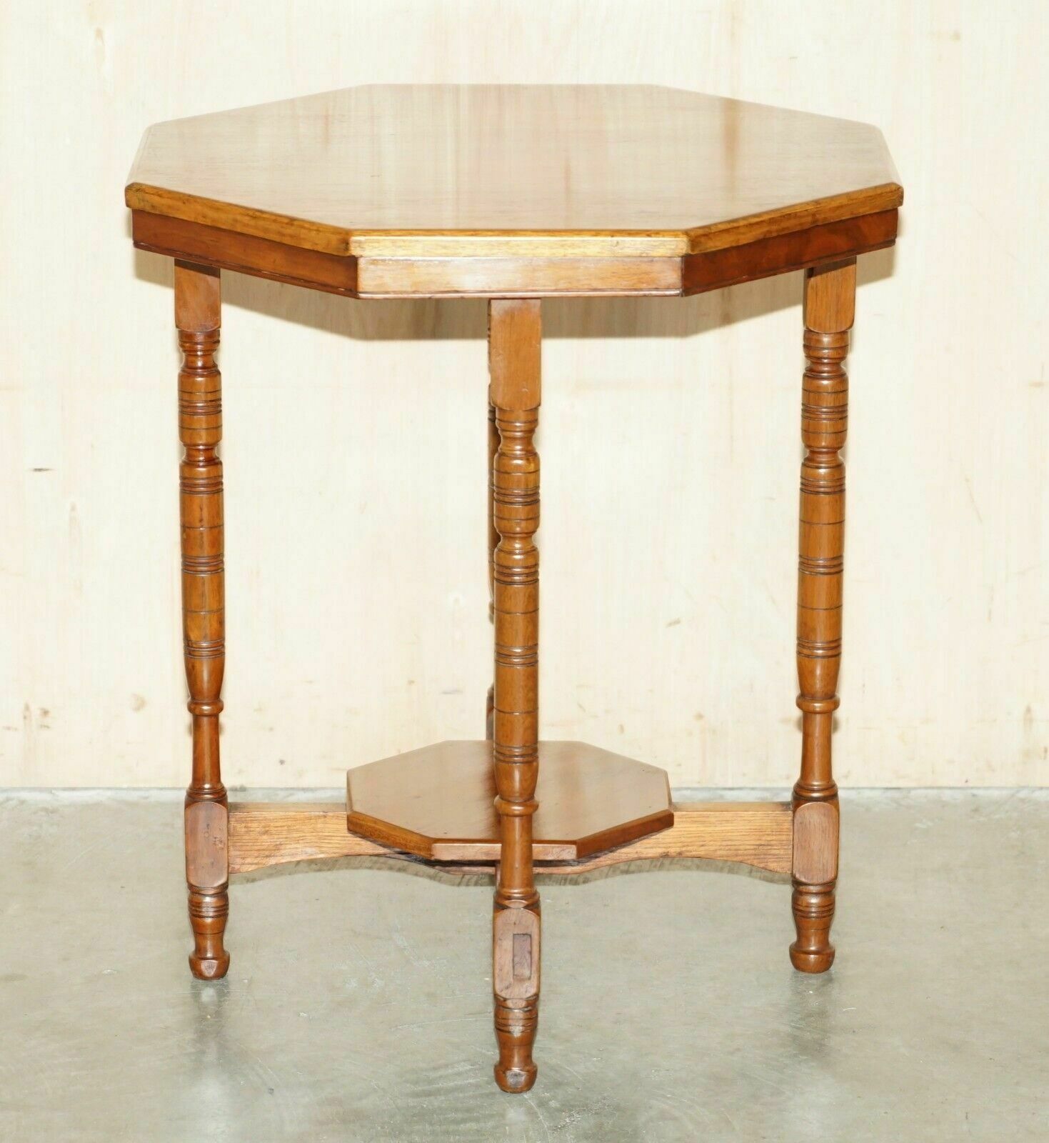 Decorative English Victorian Hand Carved Octagonal Side End Occasional Table photo furniture
