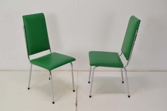 photo furniture Pair Leatherette Dining Chairs Of Mid Century  Czechoslovakia 1980's