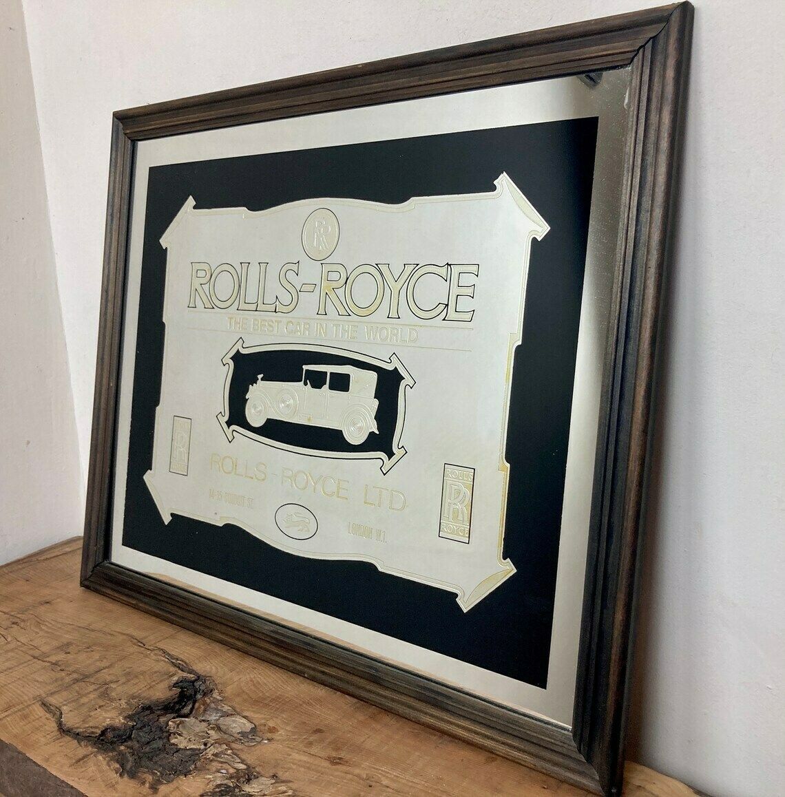 Art Deco Vintage Rolls Royce Advertising Mirror, Prestige Automobile, Car Collectibles Piece, England, Christmas Gift photo buy