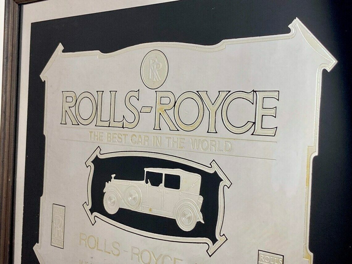 Art Deco Vintage Rolls Royce Advertising Mirror, Prestige Automobile, Car Collectibles Piece, England, Christmas Gift photo vintage