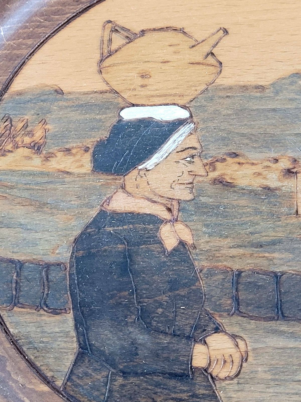 Vintage Mid Century Wooden Wall Art / French Wooden Plates / Mid Century Wall Art photo for sale