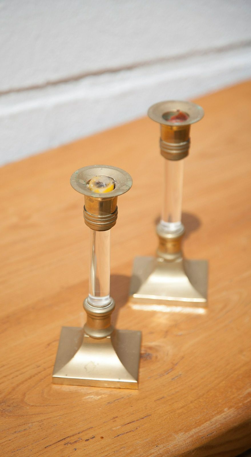 Pair Of Vintage Candlestick, Brass And Lucite Candlestick, Candle Holder, Plexiglass Column Candlestick, Neoclassical, Candle Holder,Candlestick photo buy