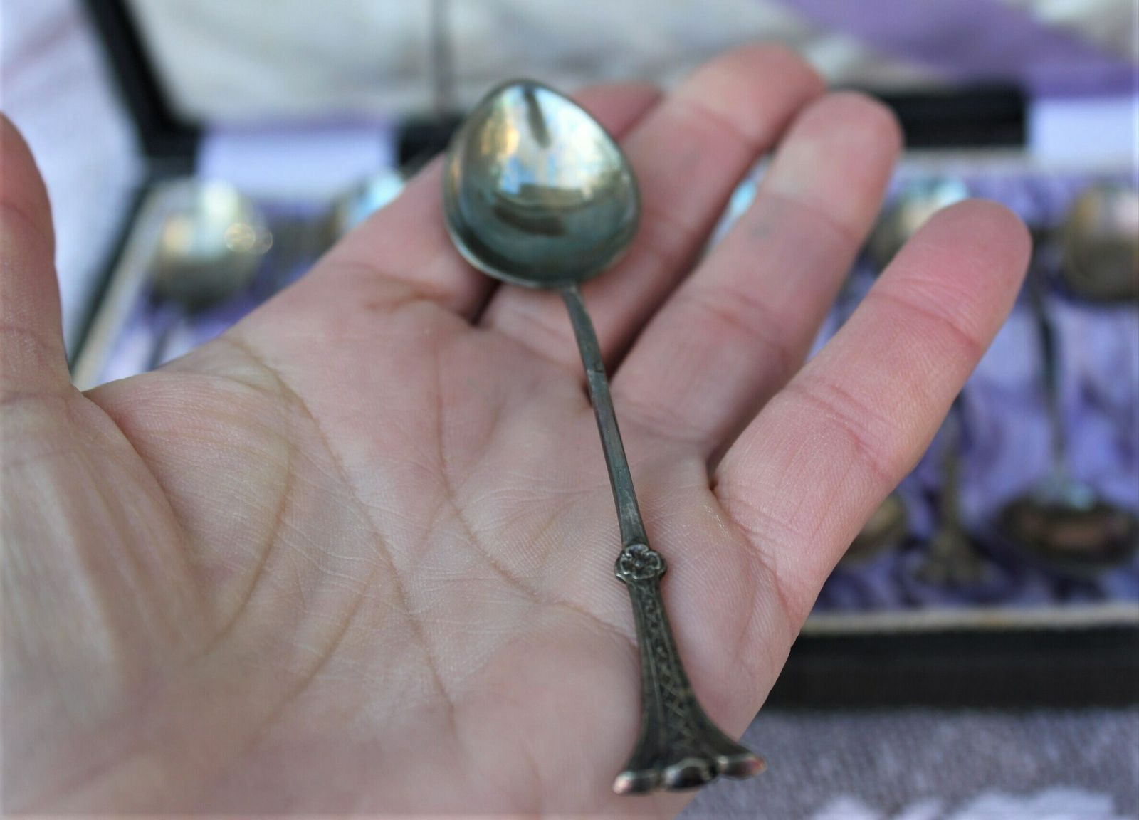 Full Set Silver Plated Coffee Spoons With Fine Handles In Box Art Nouveau Decoration Set Of 12 photo 108.0