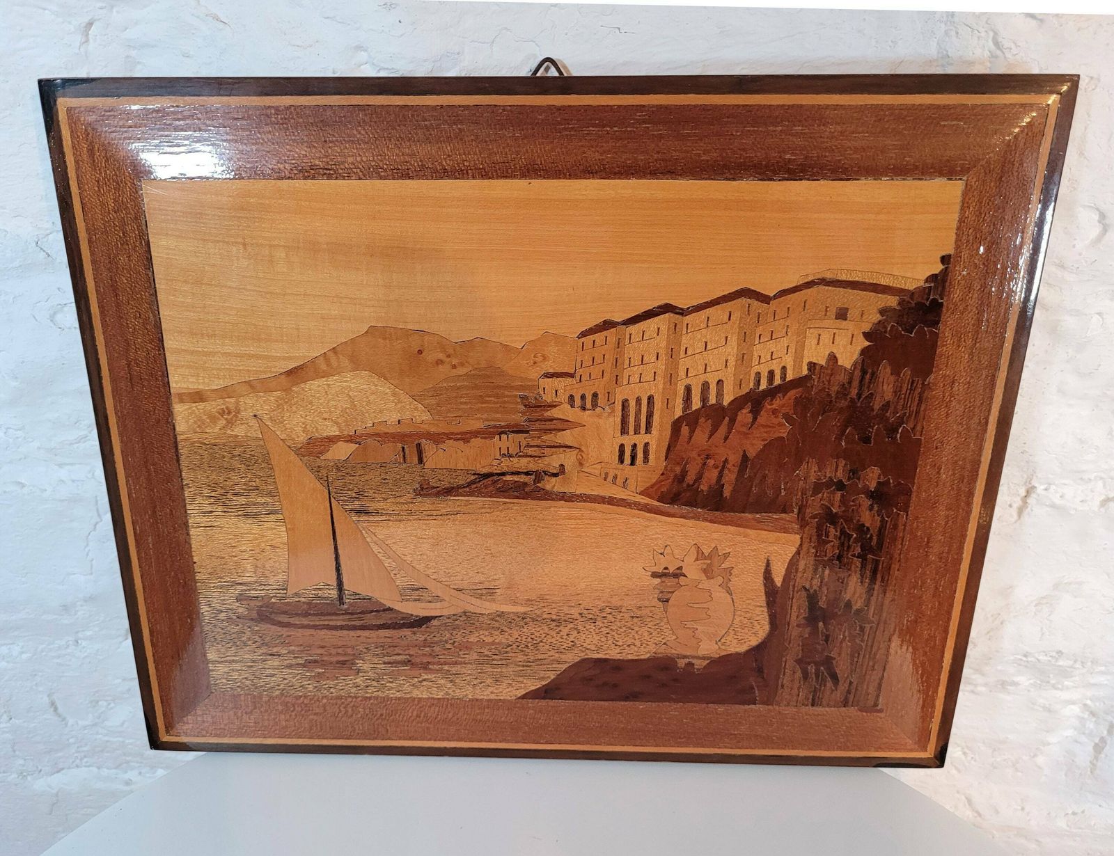 Kitsch Mid Century Wooden Picture / Mid Century Art / Mid Century Wall Decor