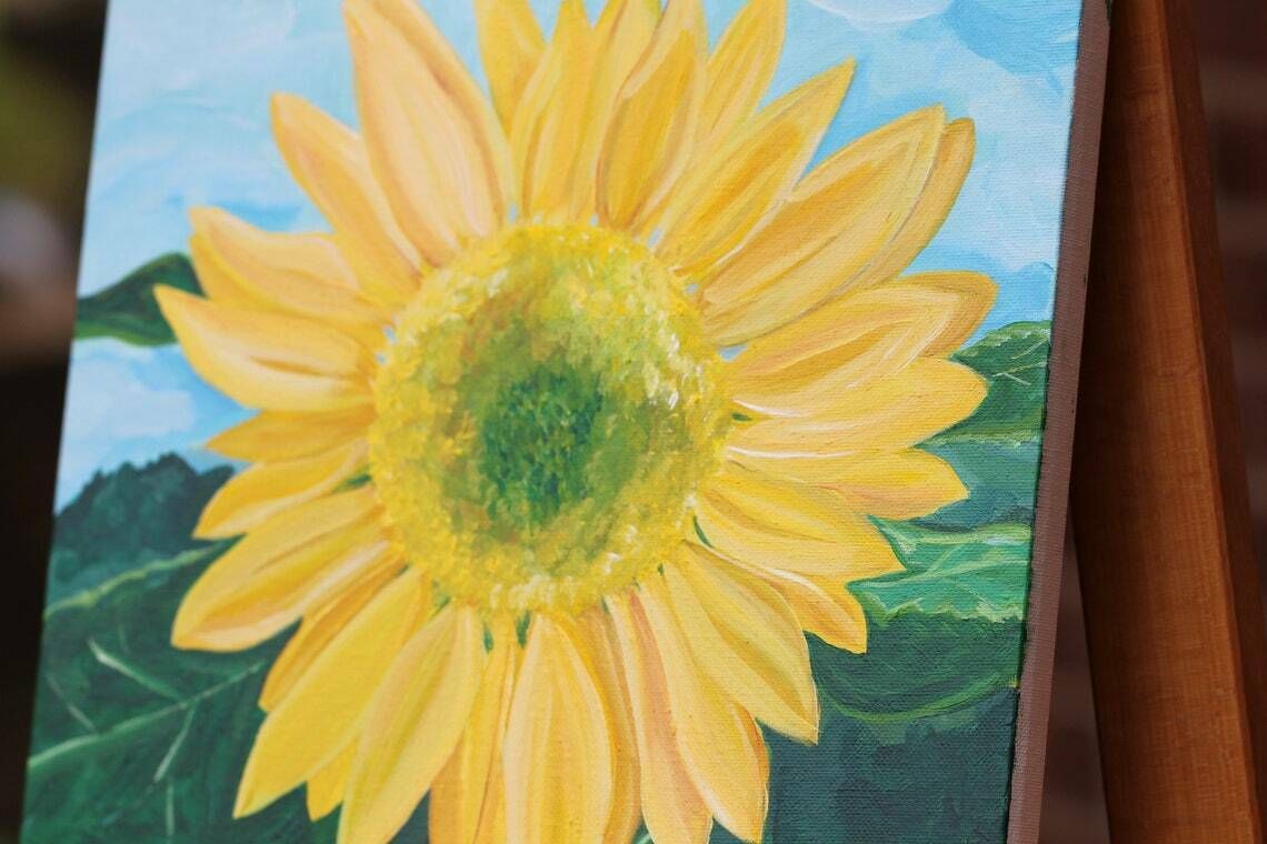 photo furniture Original New Art  Acrylic On Stretched Canvas  Sunflower In Summer  Signed Artist Ah