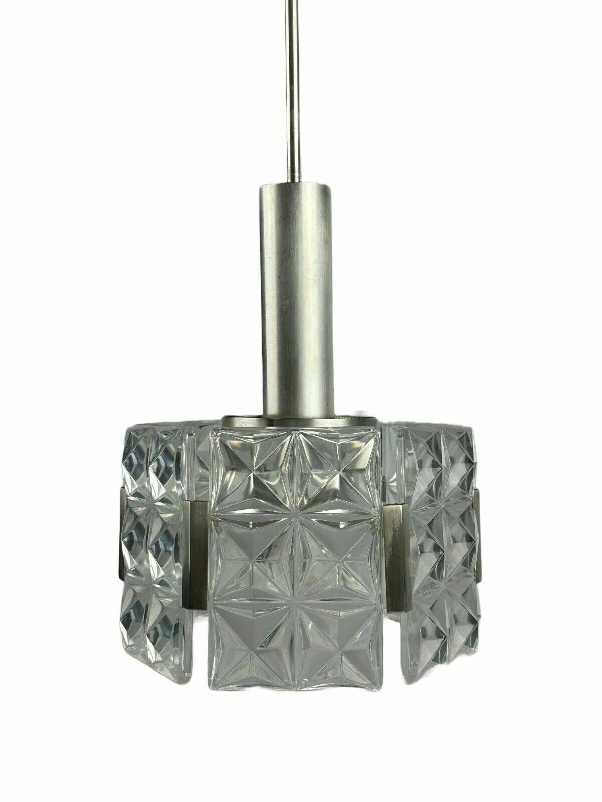60s 70s Ceiling Lamp Chandelier Hillebrand Leuchten Germany Glass Metal