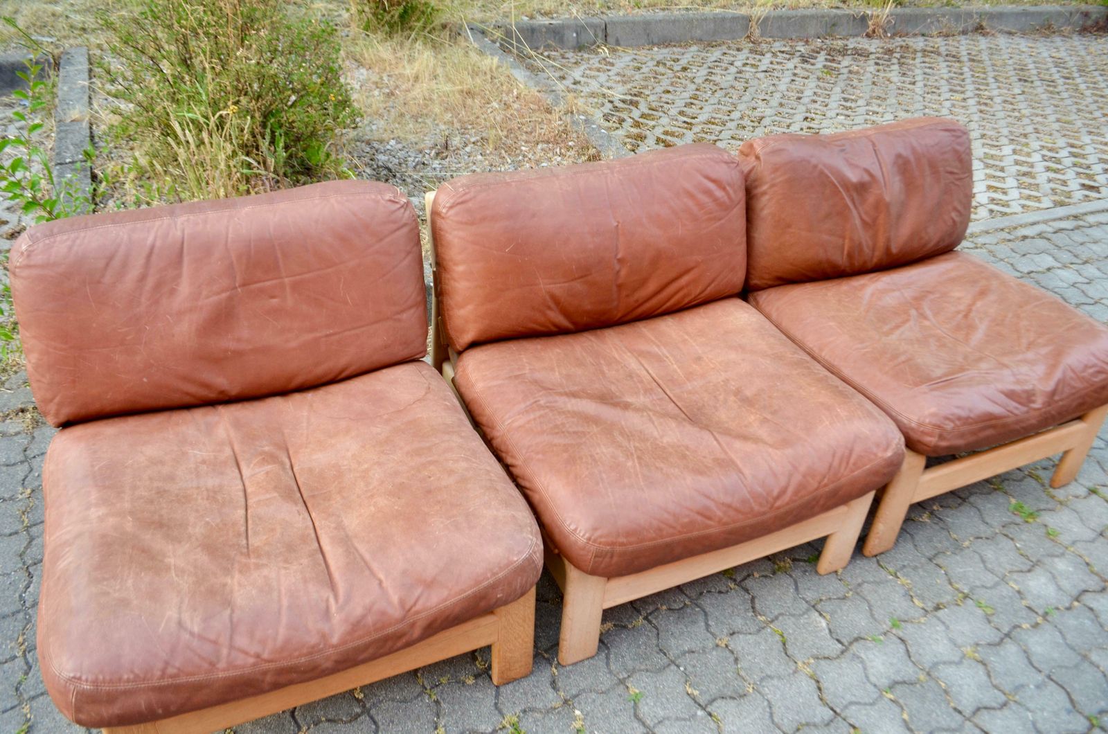 photo furniture Vintage Modular Cognac Saddle Leather Sectional Sofa Germany Chapo Era