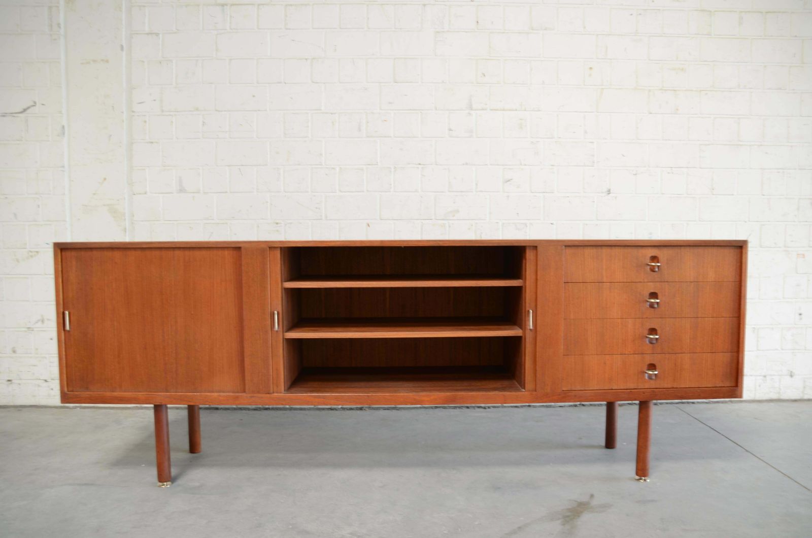 Furniture Aksel Bender Madsen & Ejner Larsen Sideboard In Teak & Brass With Tambour Doors photo
