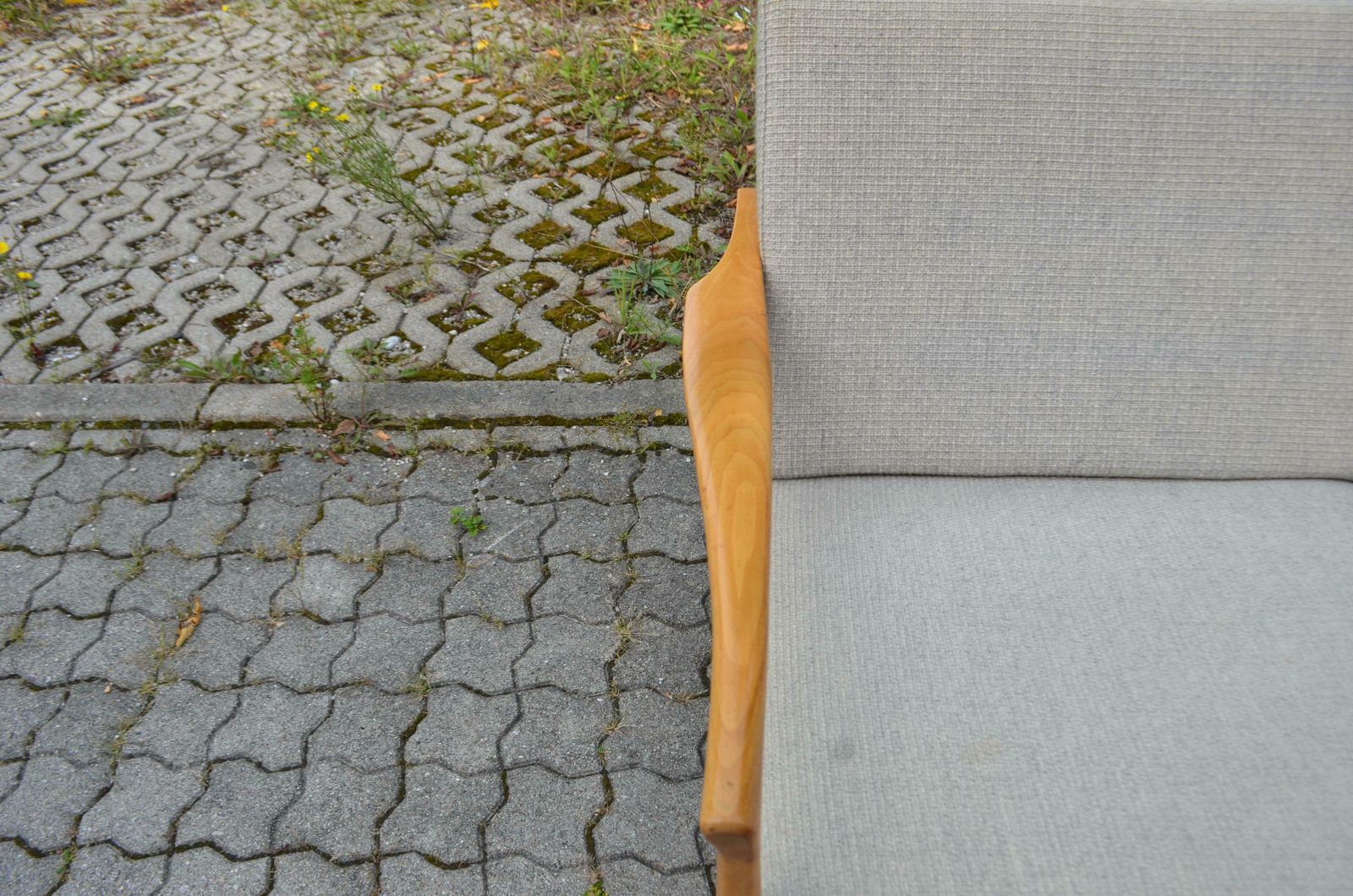 3706.0 Wilhelm Knoll Antimott Walnut Mid Century Sofa Grey Wool photo
