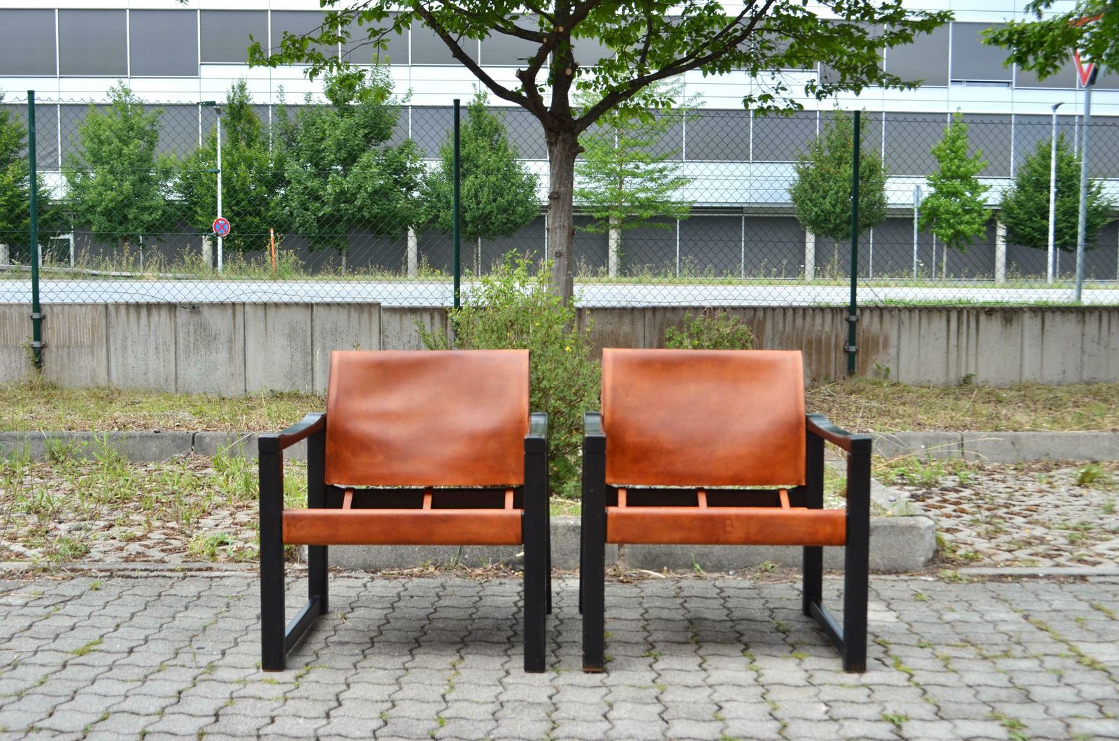 Karin Mobring Model Diana Cognac Sling Lounge Chair Vintage Ikea Black Frame photo for sale