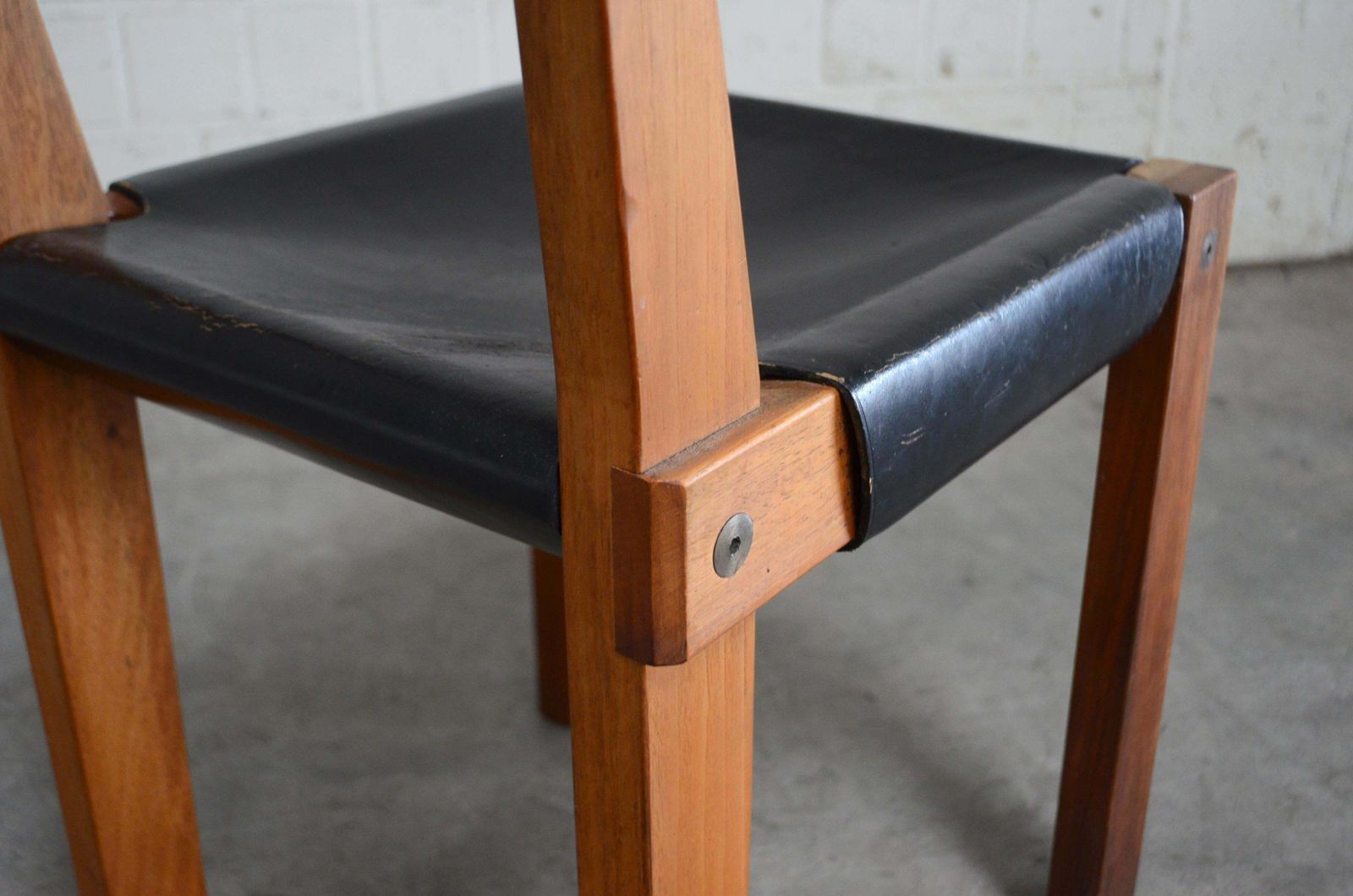 2753.0 Vintage Early Pierre Chapo Model S24 Saddle Leather Chair, Circa 1970 photo