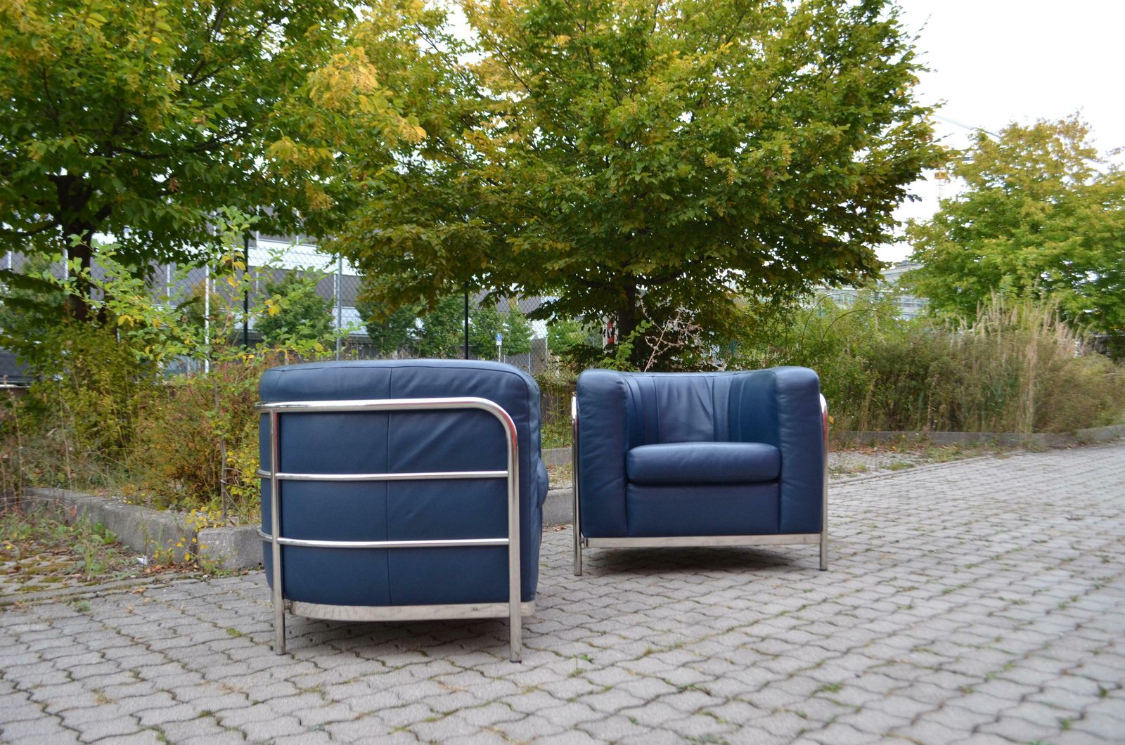 photo vinterior Zanotta Onda Ensemble Lounge Set Sofa & 2 Armchair Blue Leather