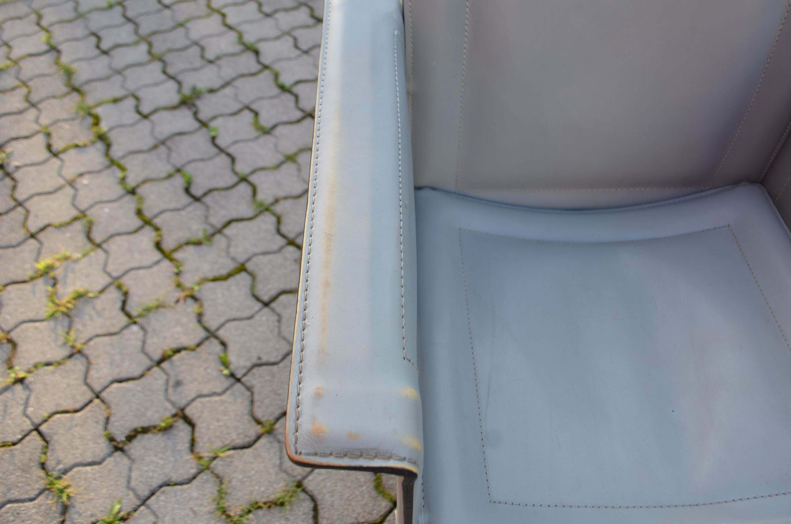 Arrben Italy Modern Grey Saddle Leather Dining Chair Model Solaria photo vinterior