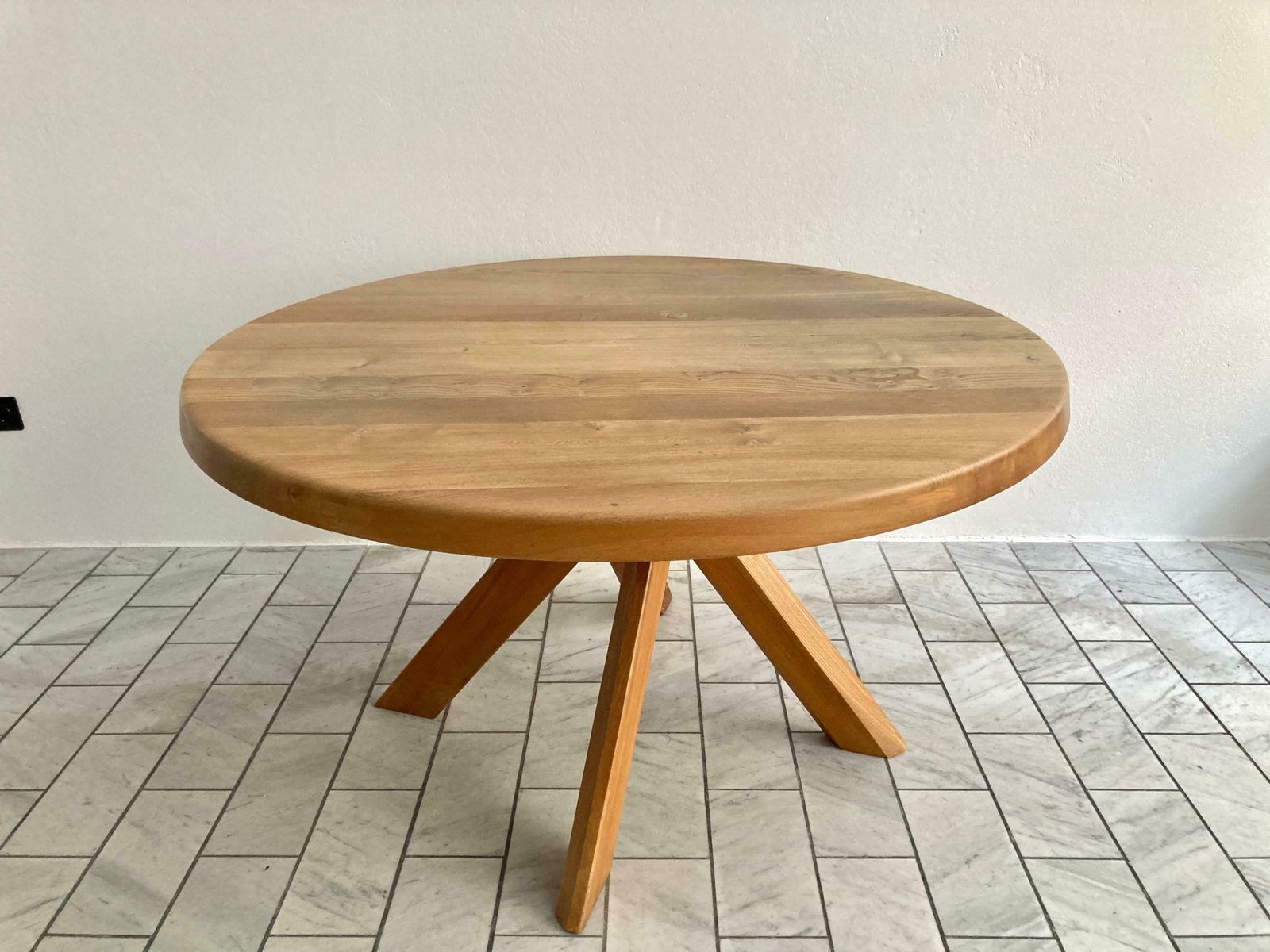 Vintage Early Pierre Chapo Model T 21 B Round Dining Table, Circa 1985 photo furniture